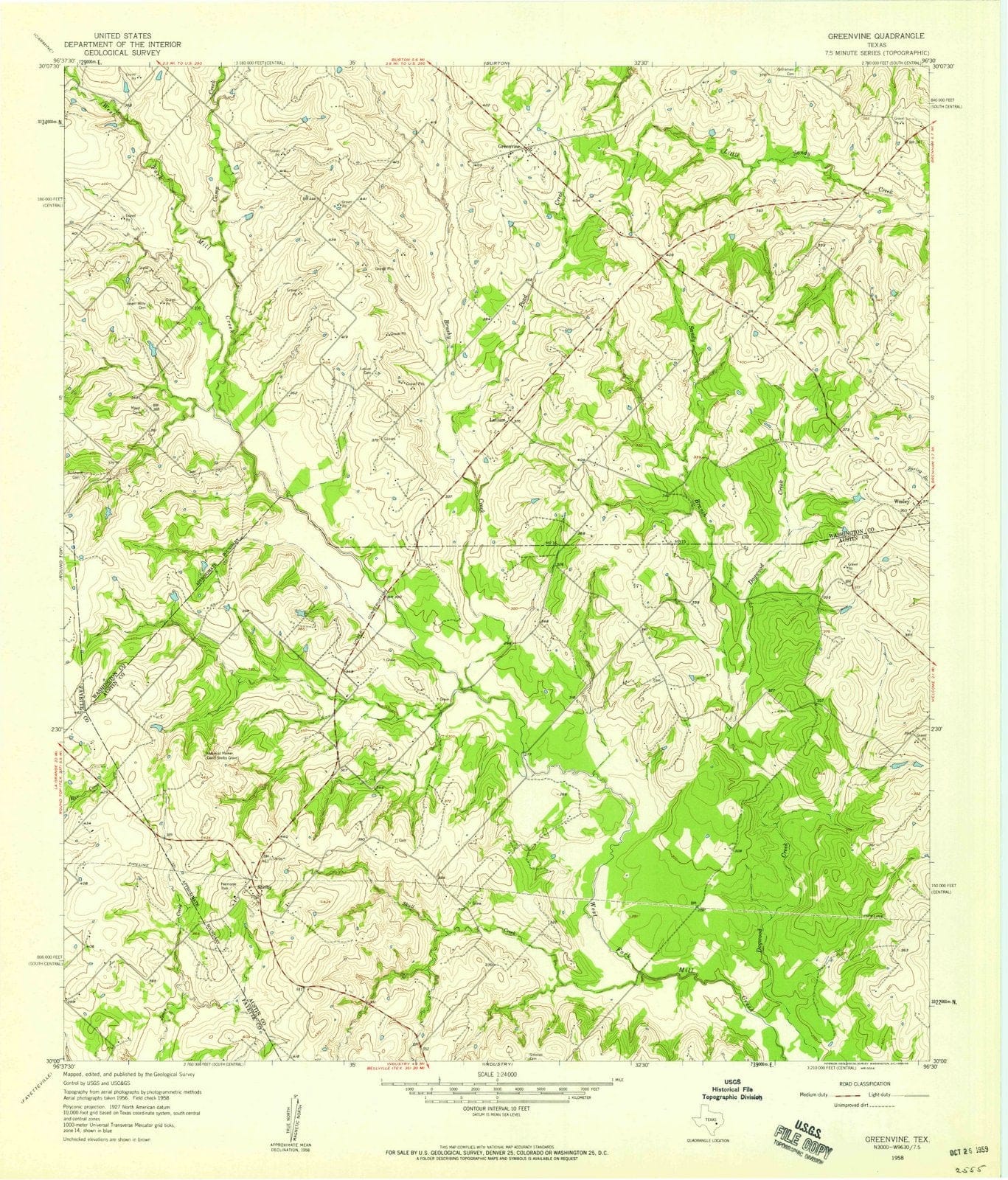 1958 Greenvine, TX - Texas - USGS Topographic Map
