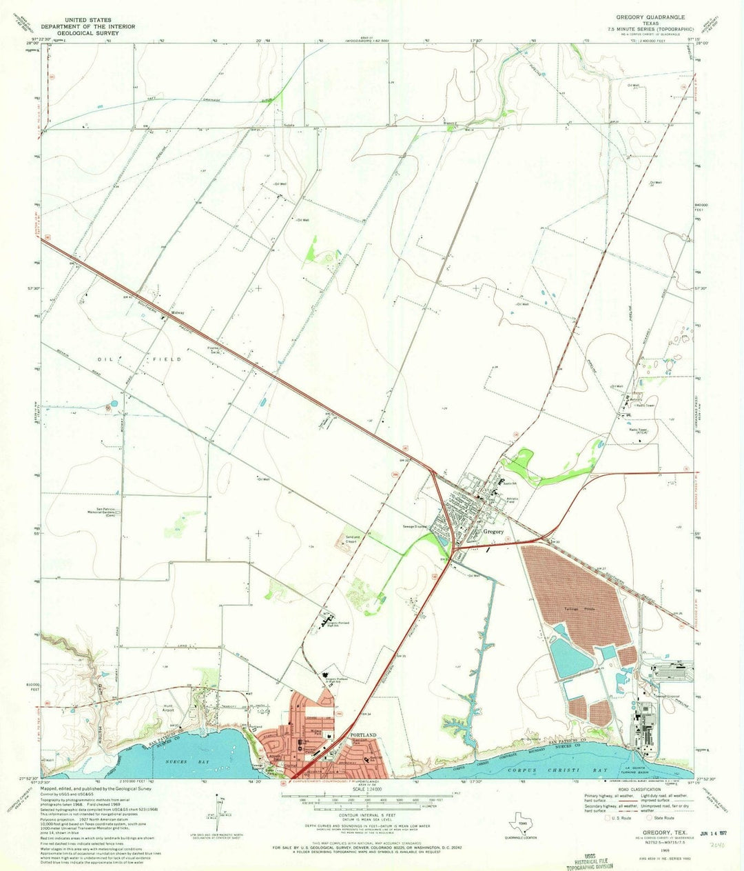 1969 Gregory, TX - Texas - USGS Topographic Map