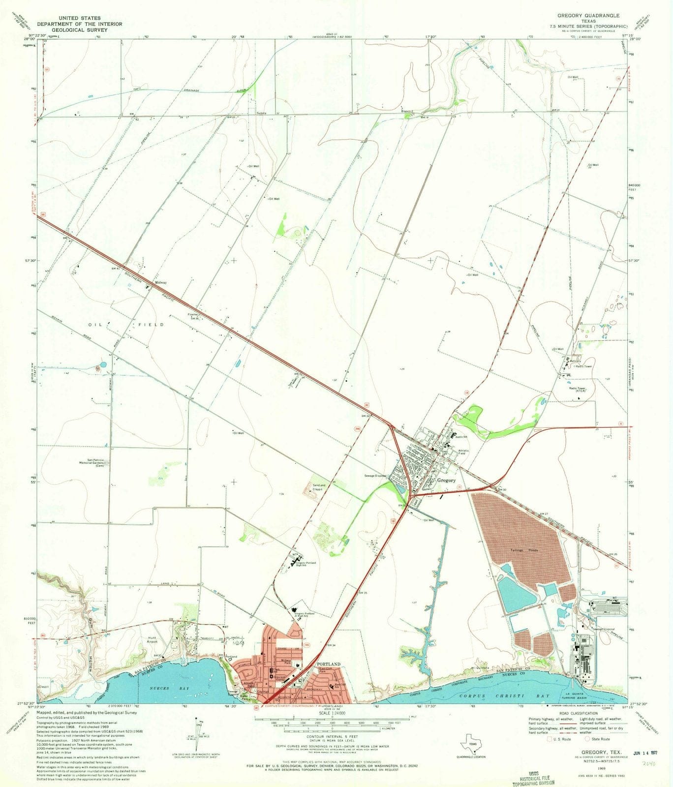 1969 Gregory, TX - Texas - USGS Topographic Map