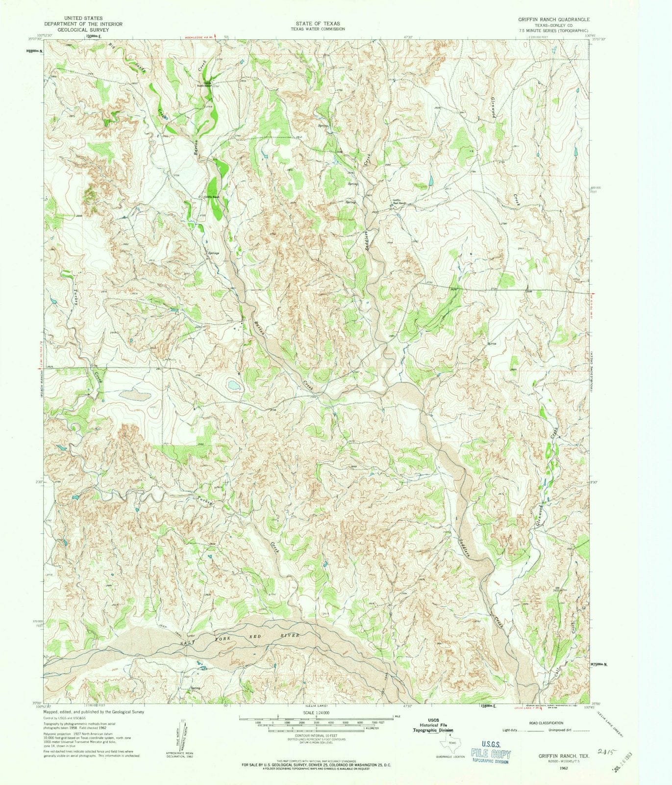 1962 Griffin Ranch, TX - Texas - USGS Topographic Map