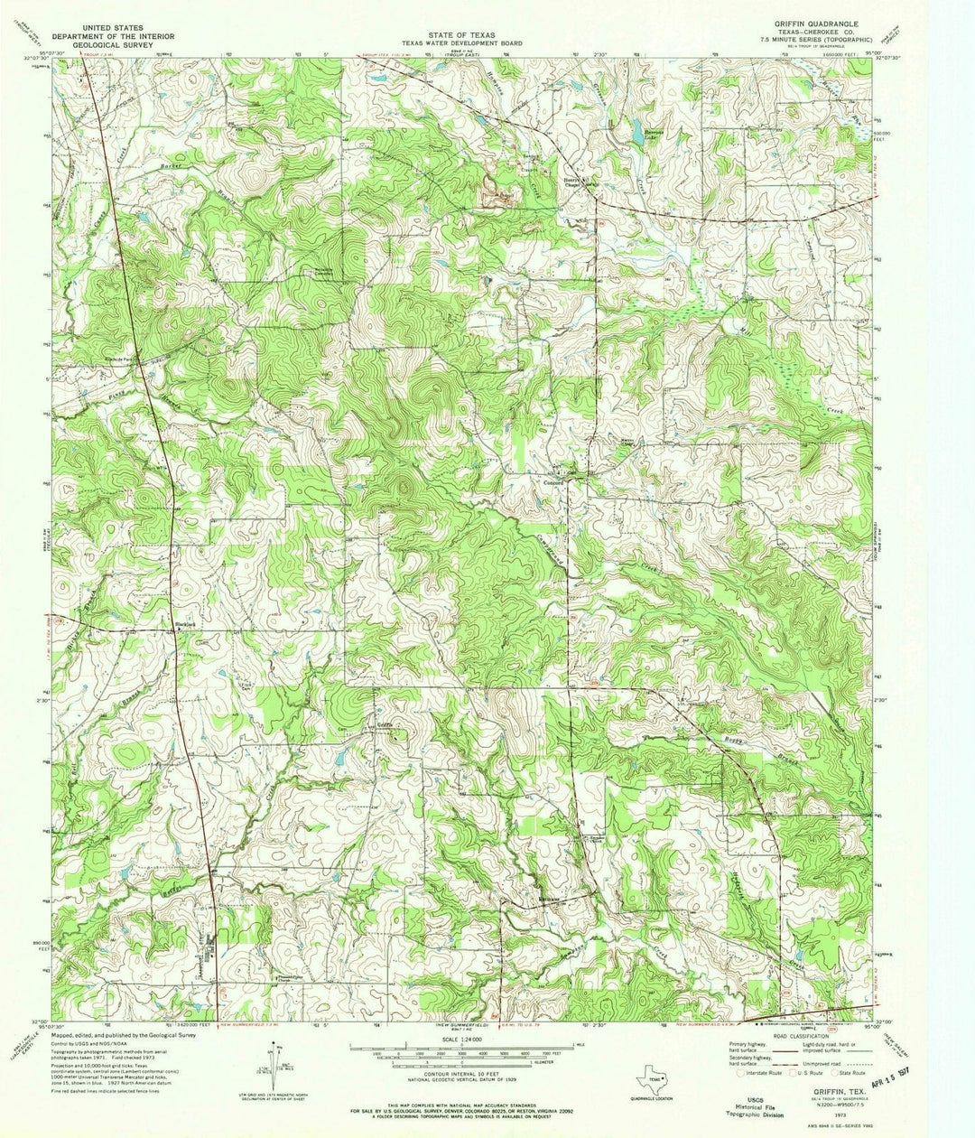 1973 Griffin, TX - Texas - USGS Topographic Map