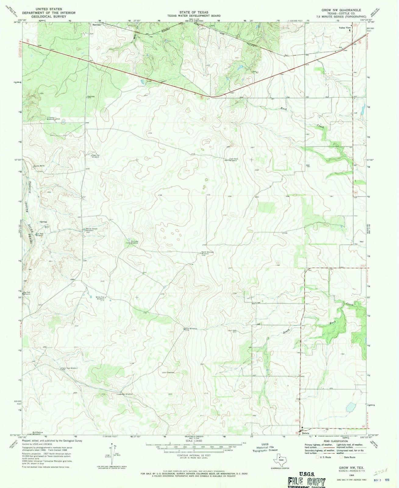1968 Grow, TX - Texas - USGS Topographic Map