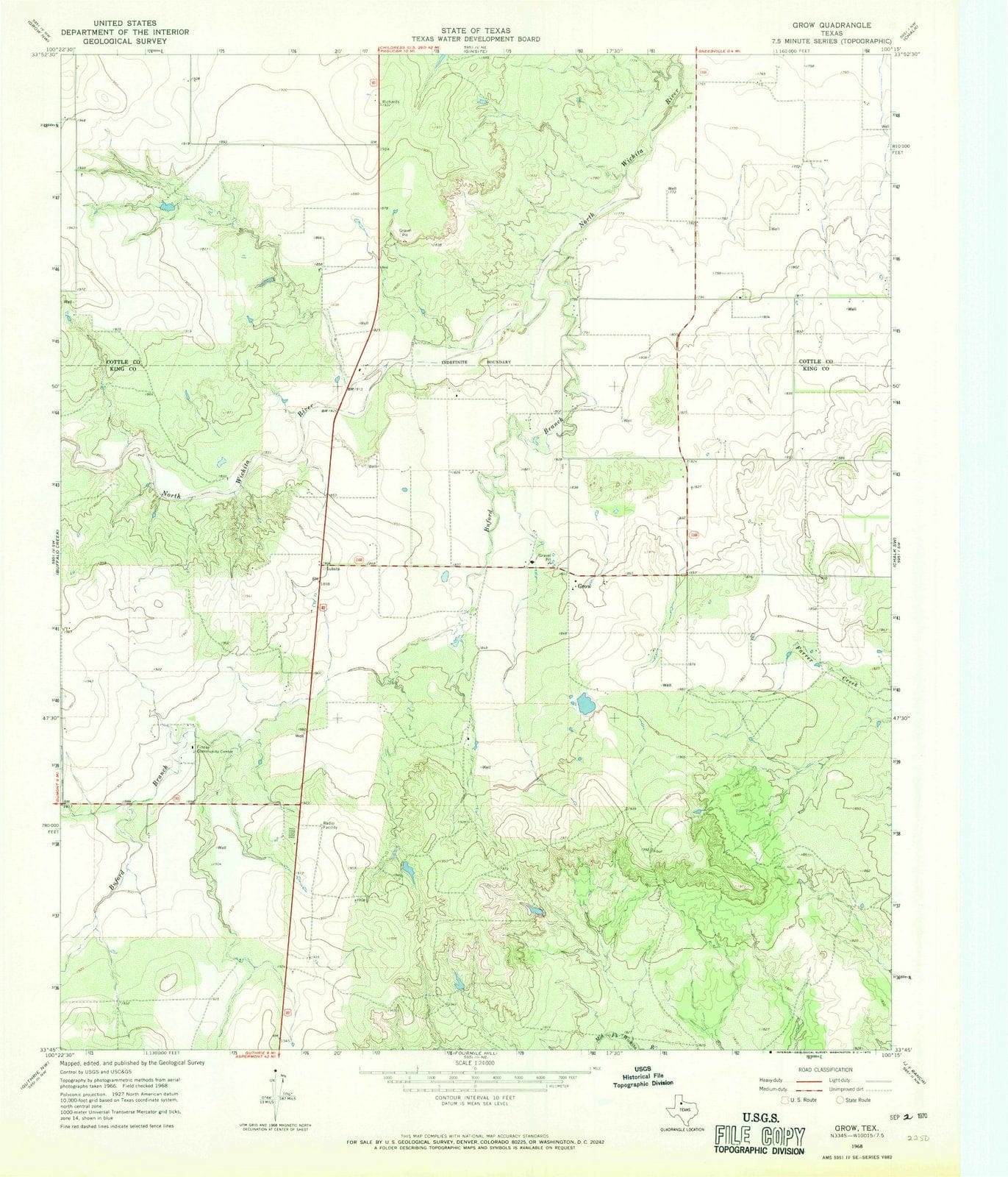 1968 Grow, TX - Texas - USGS Topographic Map v2