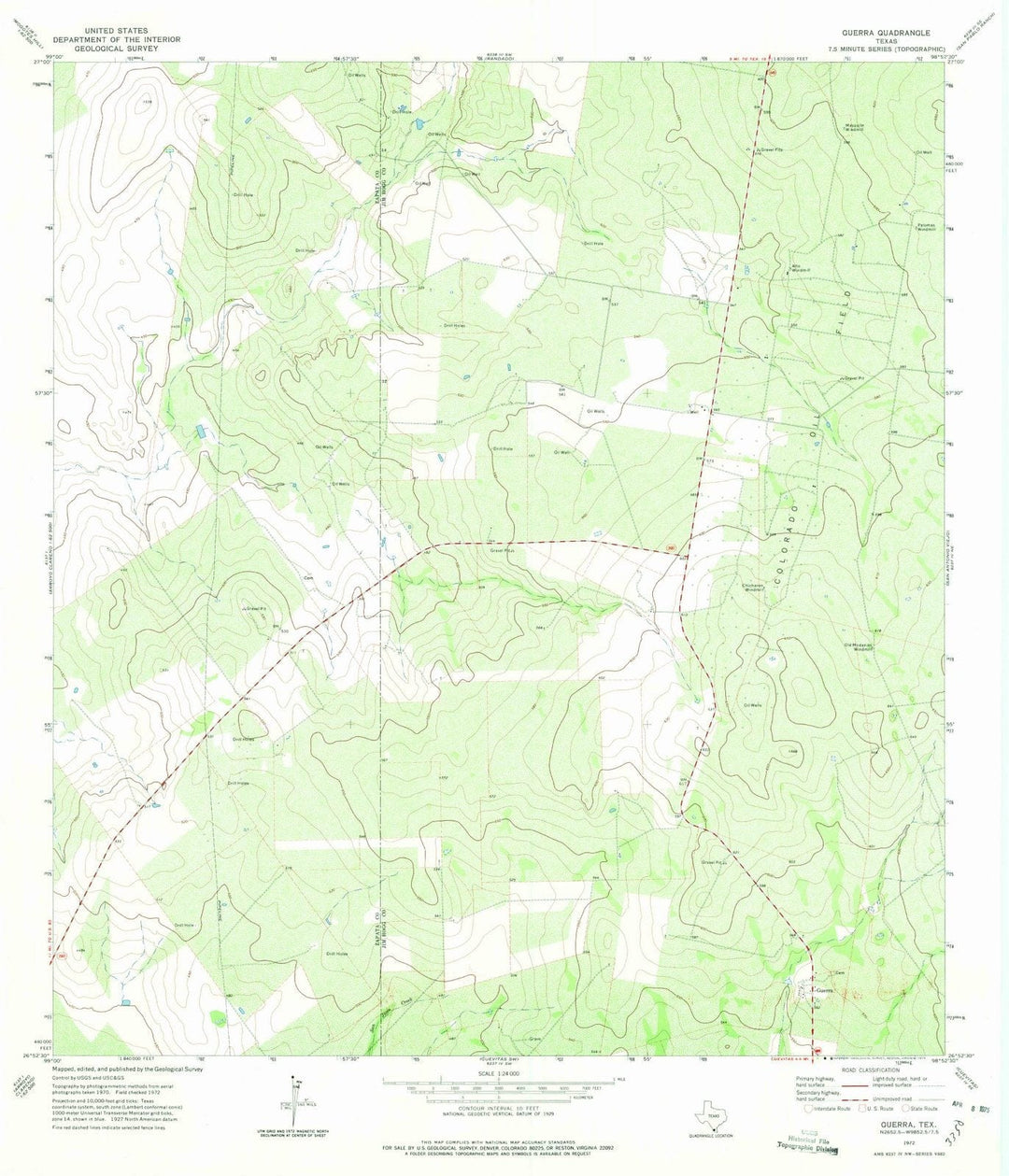 1972 Guerra, TX - Texas - USGS Topographic Map