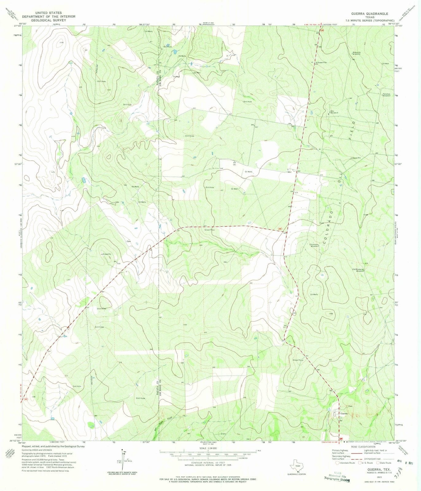 1972 Guerra, TX - Texas - USGS Topographic Map