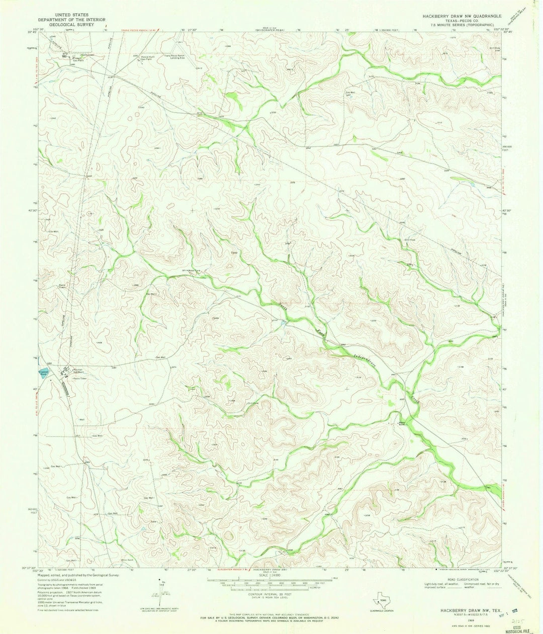 1969 Hackberryraw, TX - Texas - USGS Topographic Map v2