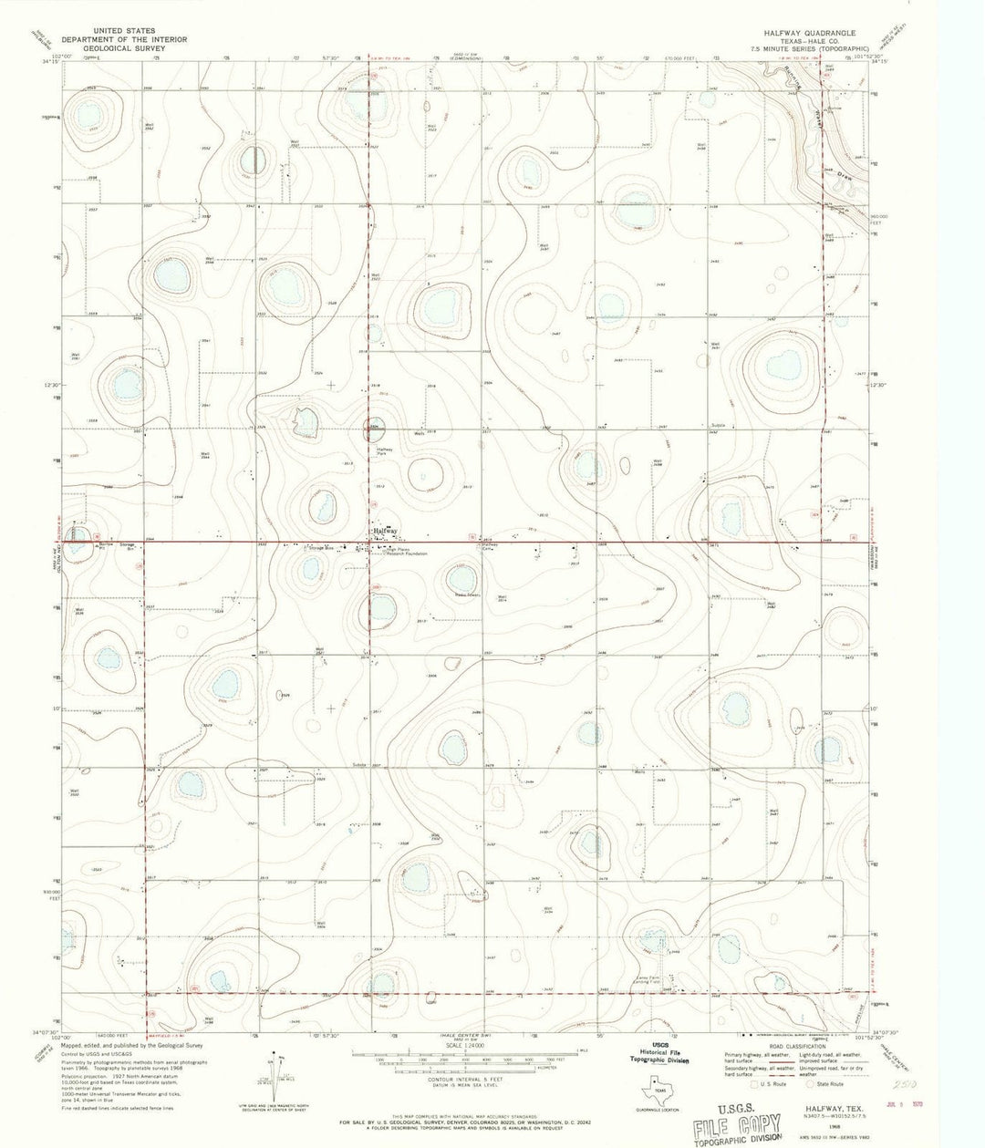 1968 Halfway, TX - Texas - USGS Topographic Map