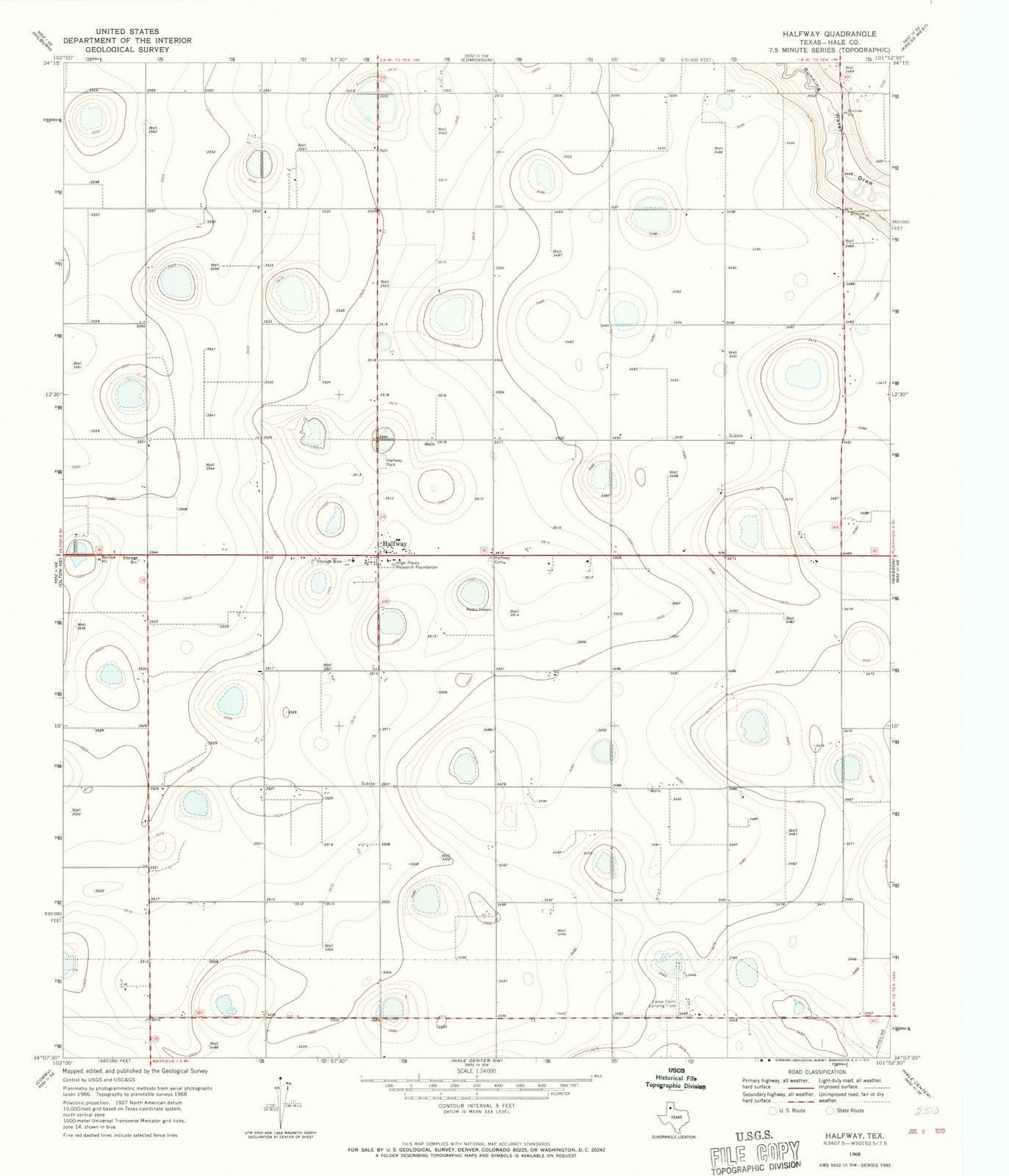 1968 Halfway, TX - Texas - USGS Topographic Map