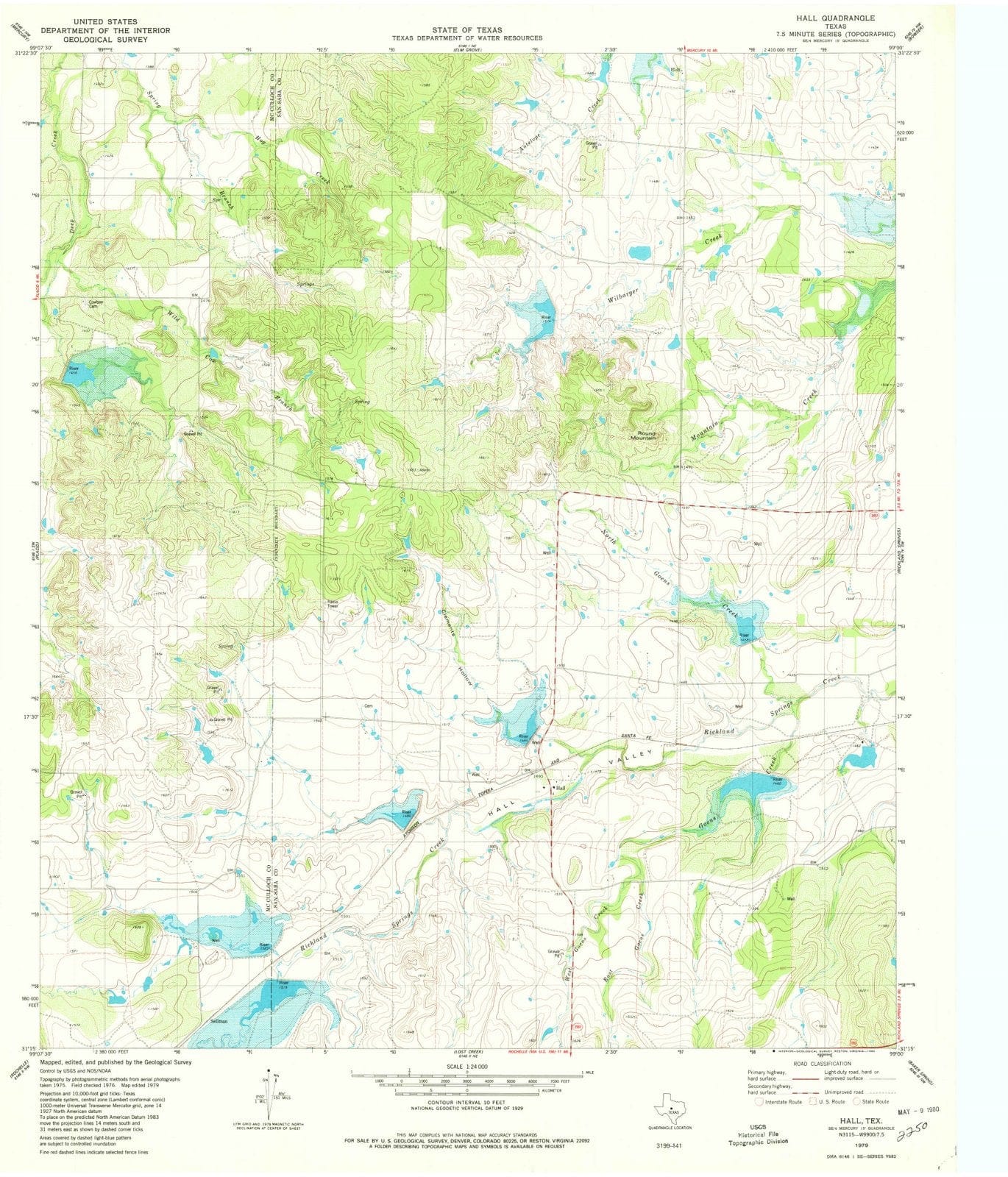 1979 Hall, TX - Texas - USGS Topographic Map