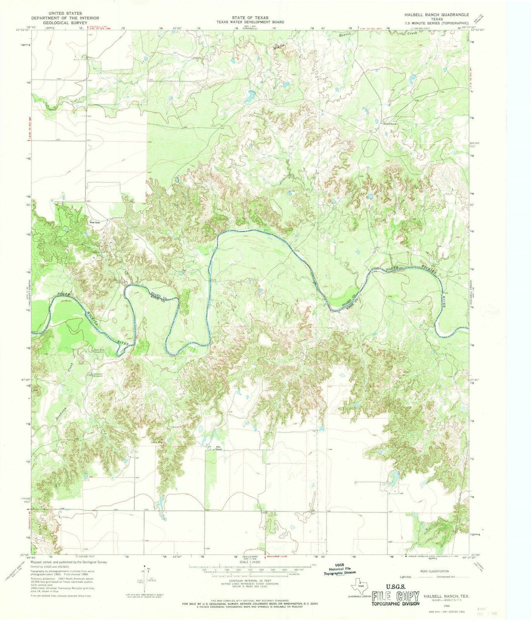 1966 Halsell Ranch, TX - Texas - USGS Topographic Map
