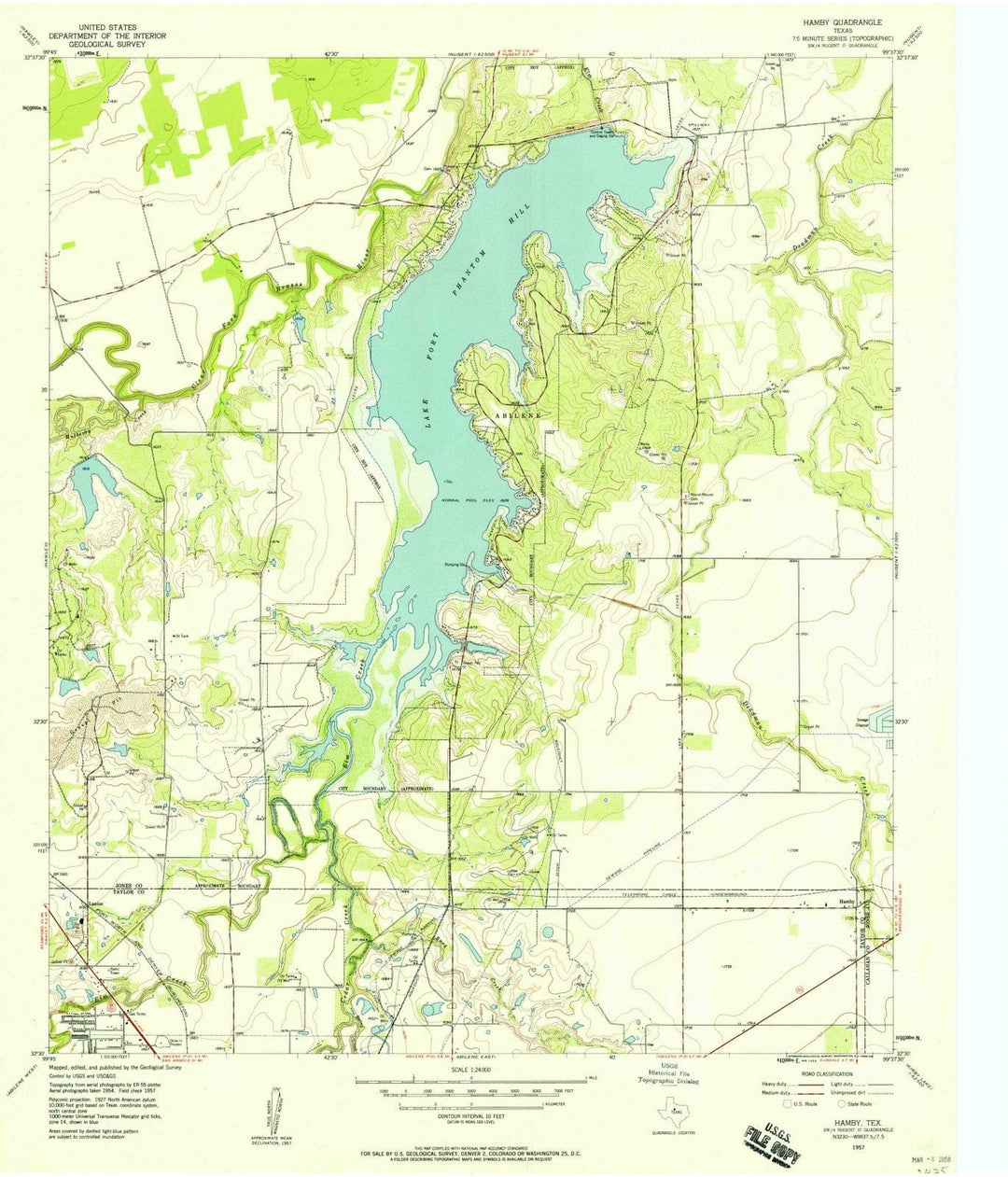 1957 Hamby, TX - Texas - USGS Topographic Map