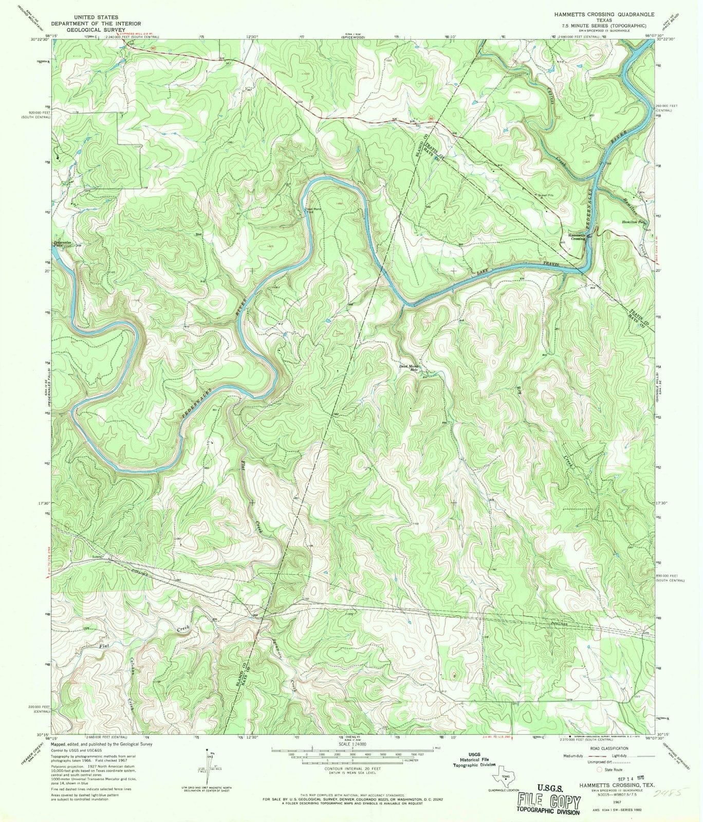 1967 Hammetts Crossing, TX - Texas - USGS Topographic Map