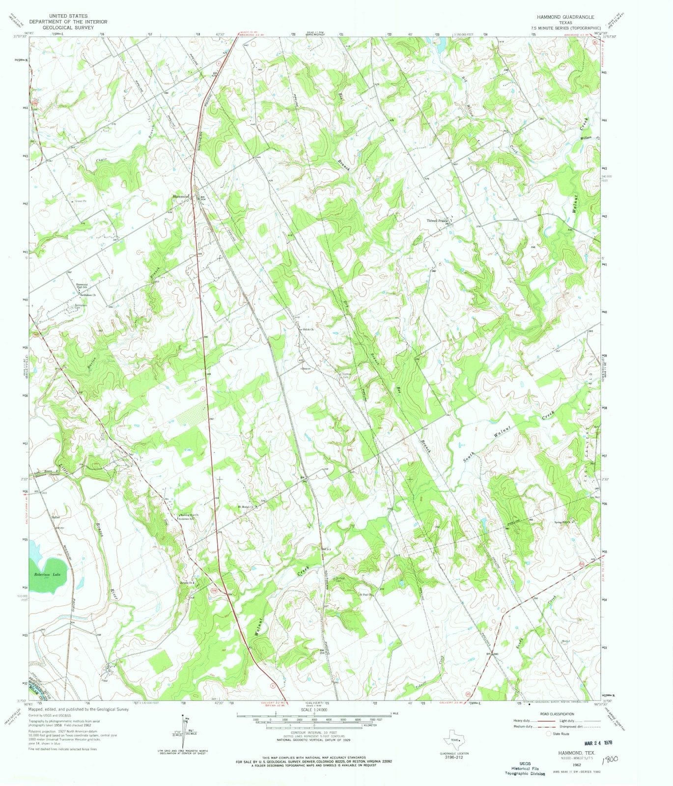 1962 Hammond, TX - Texas - USGS Topographic Map