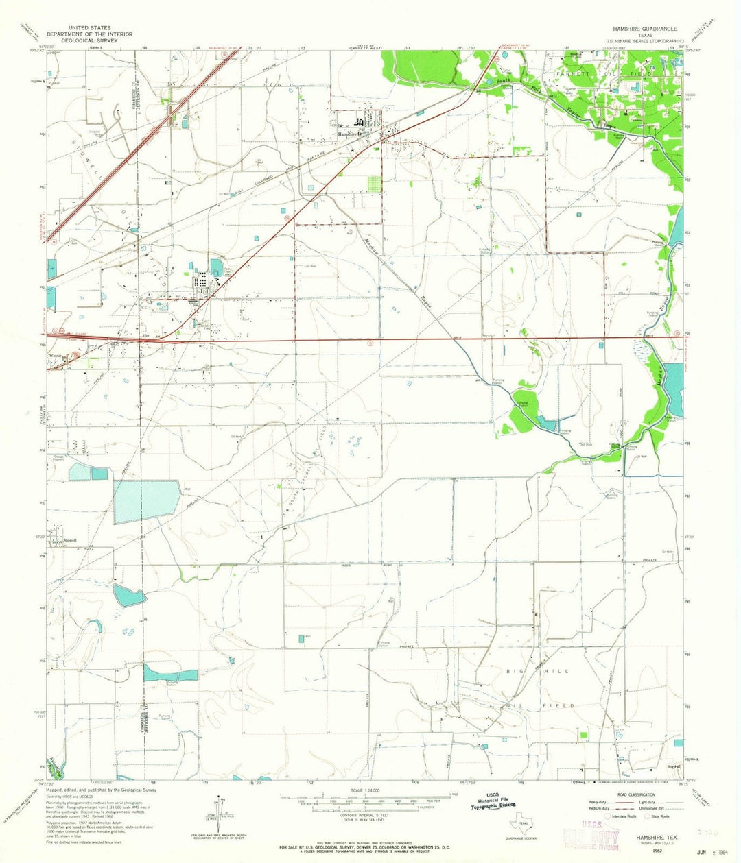 1962 Hamshire, TX - Texas - USGS Topographic Map