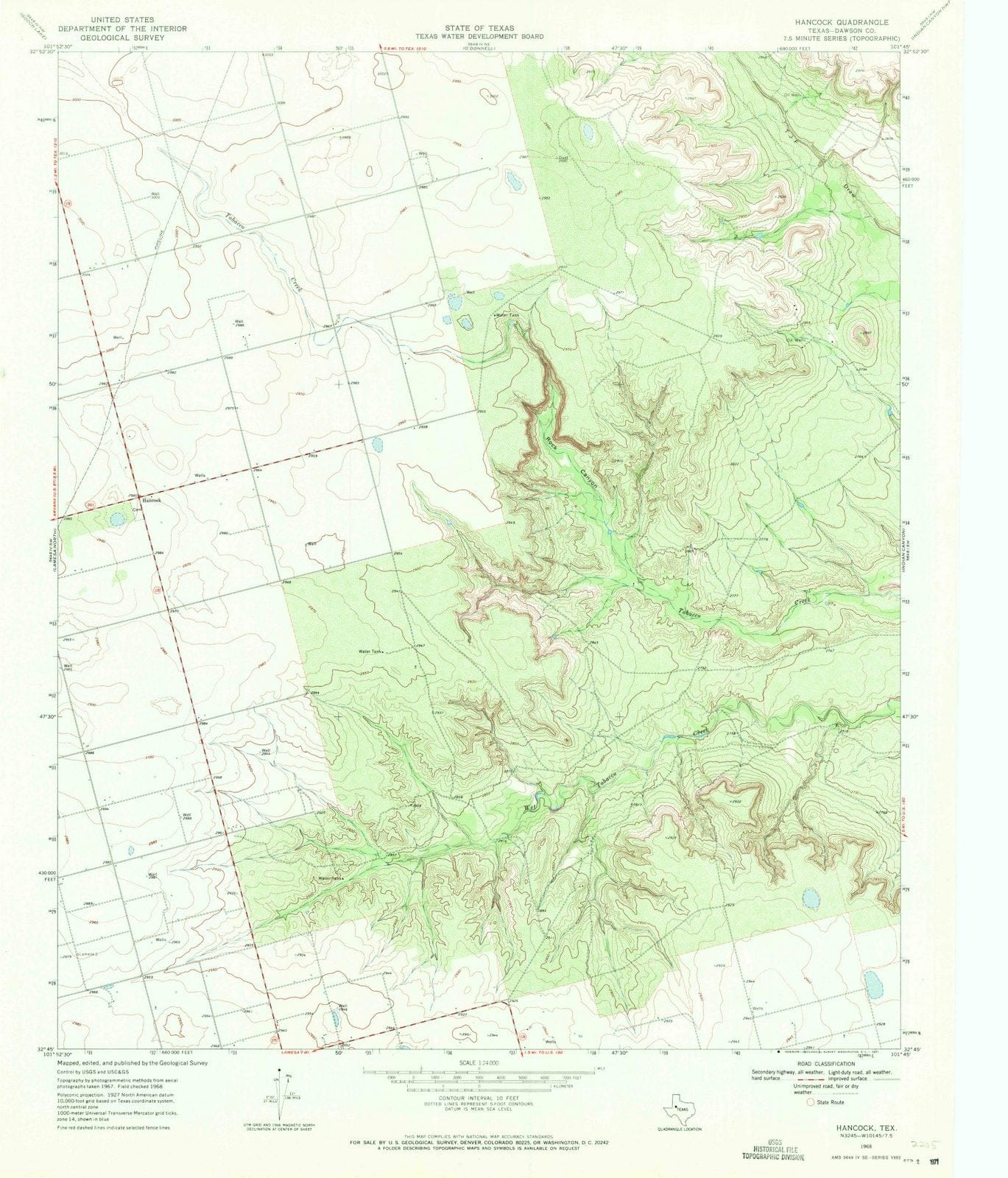 1968 Hancock, TX - Texas - USGS Topographic Map