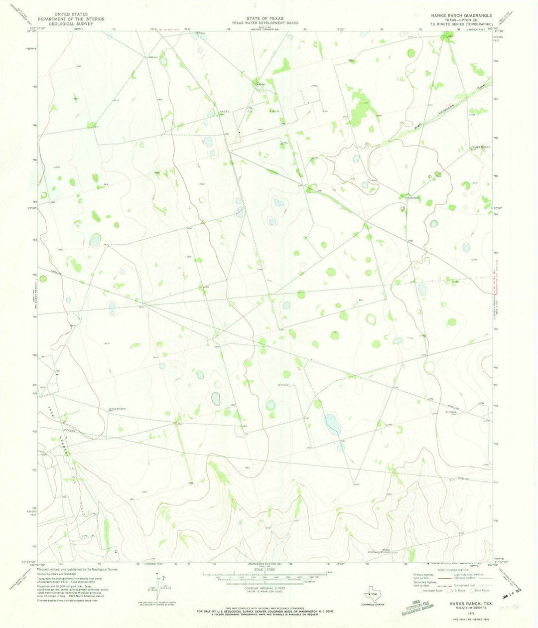 1971 Hanks Ranch, TX - Texas - USGS Topographic Map