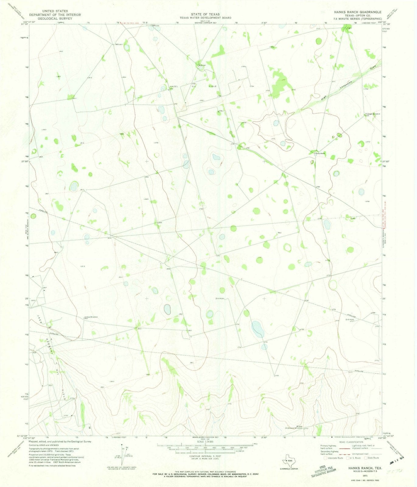 1971 Hanks Ranch, TX - Texas - USGS Topographic Map
