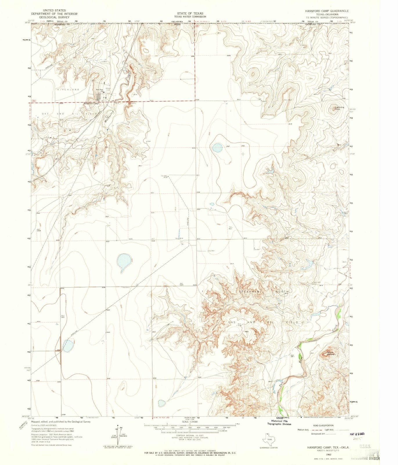 1962 Hansford Camp, TX - Texas - USGS Topographic Map