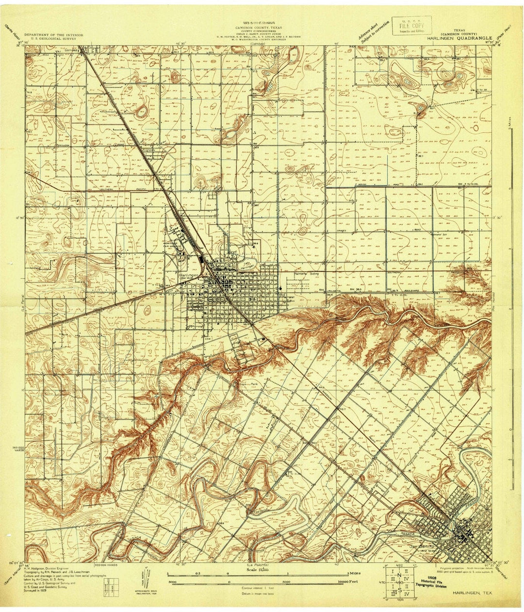 1929 Harlingen, TX - Texas - USGS Topographic Map