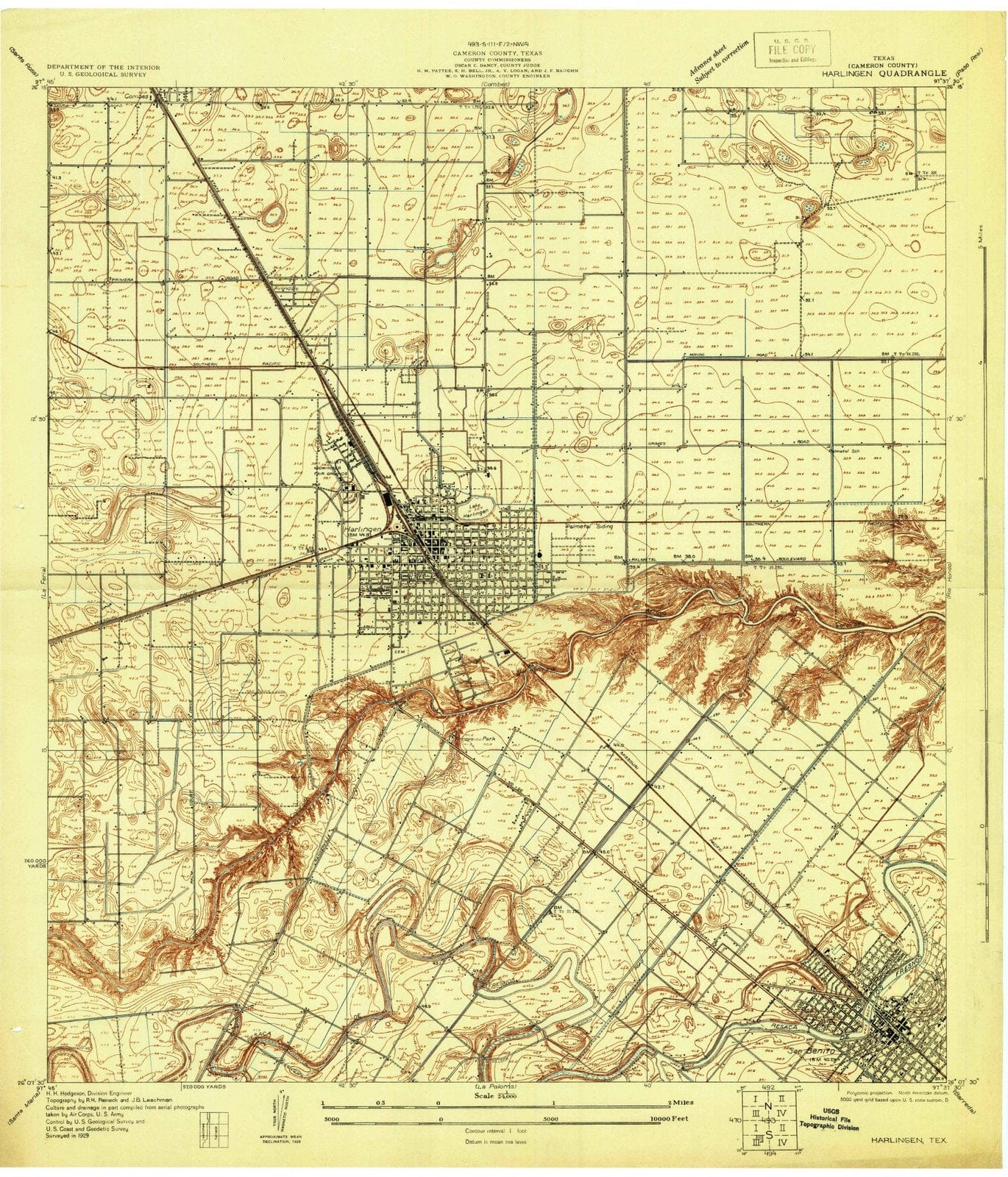 1929 Harlingen, TX - Texas - USGS Topographic Map