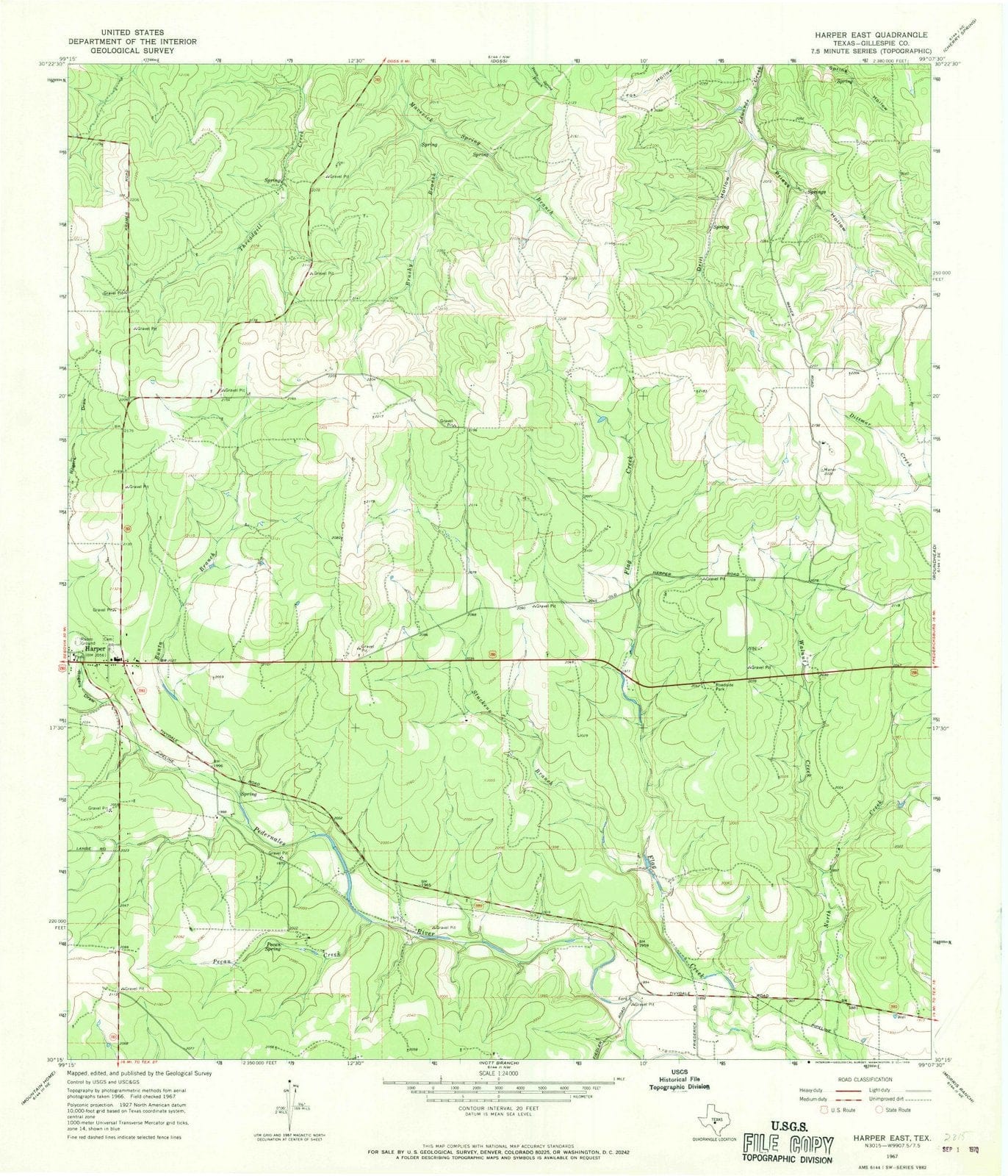 1967 Harper East, TX - Texas - USGS Topographic Map