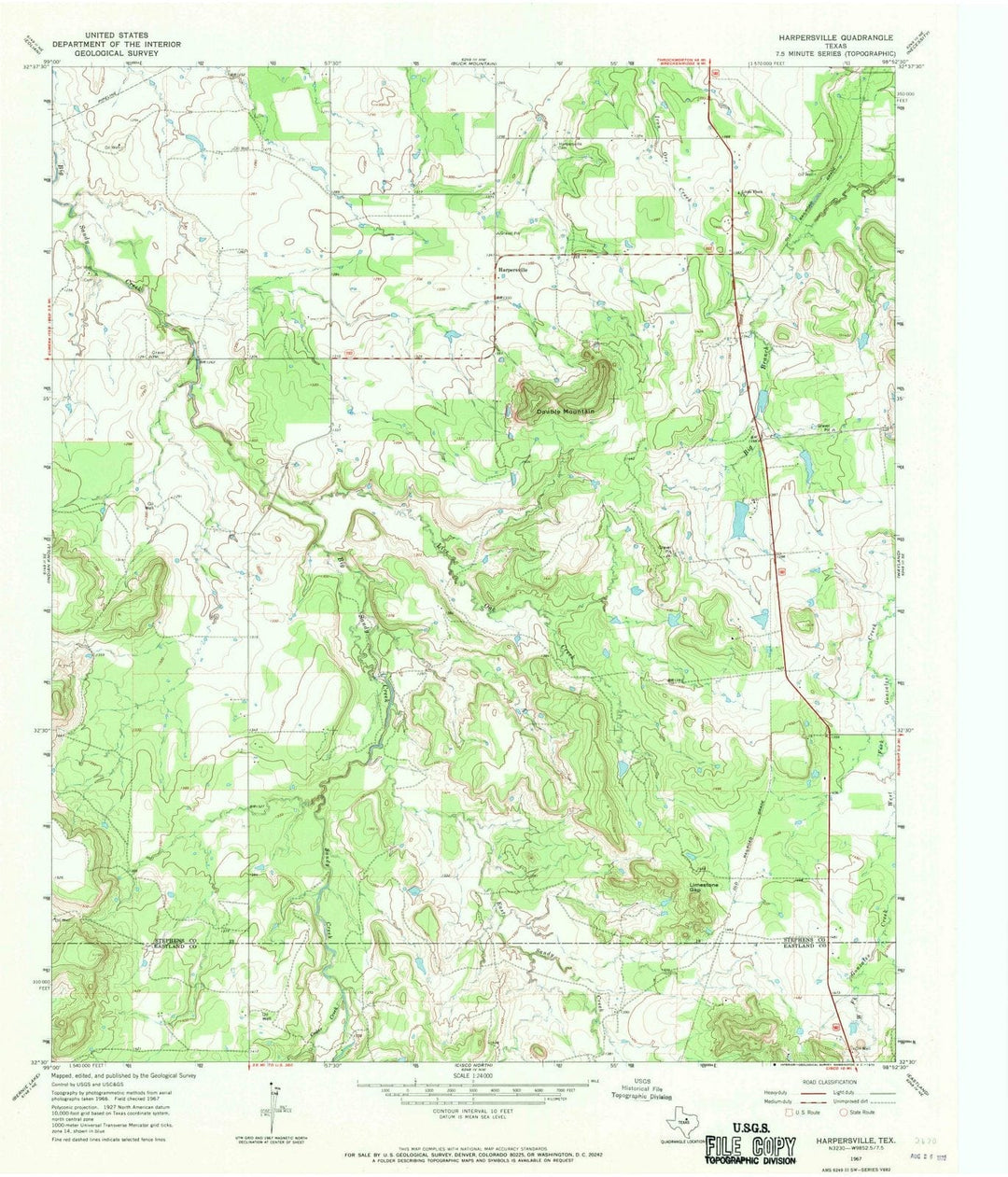 1967 Harpersville, TX - Texas - USGS Topographic Map