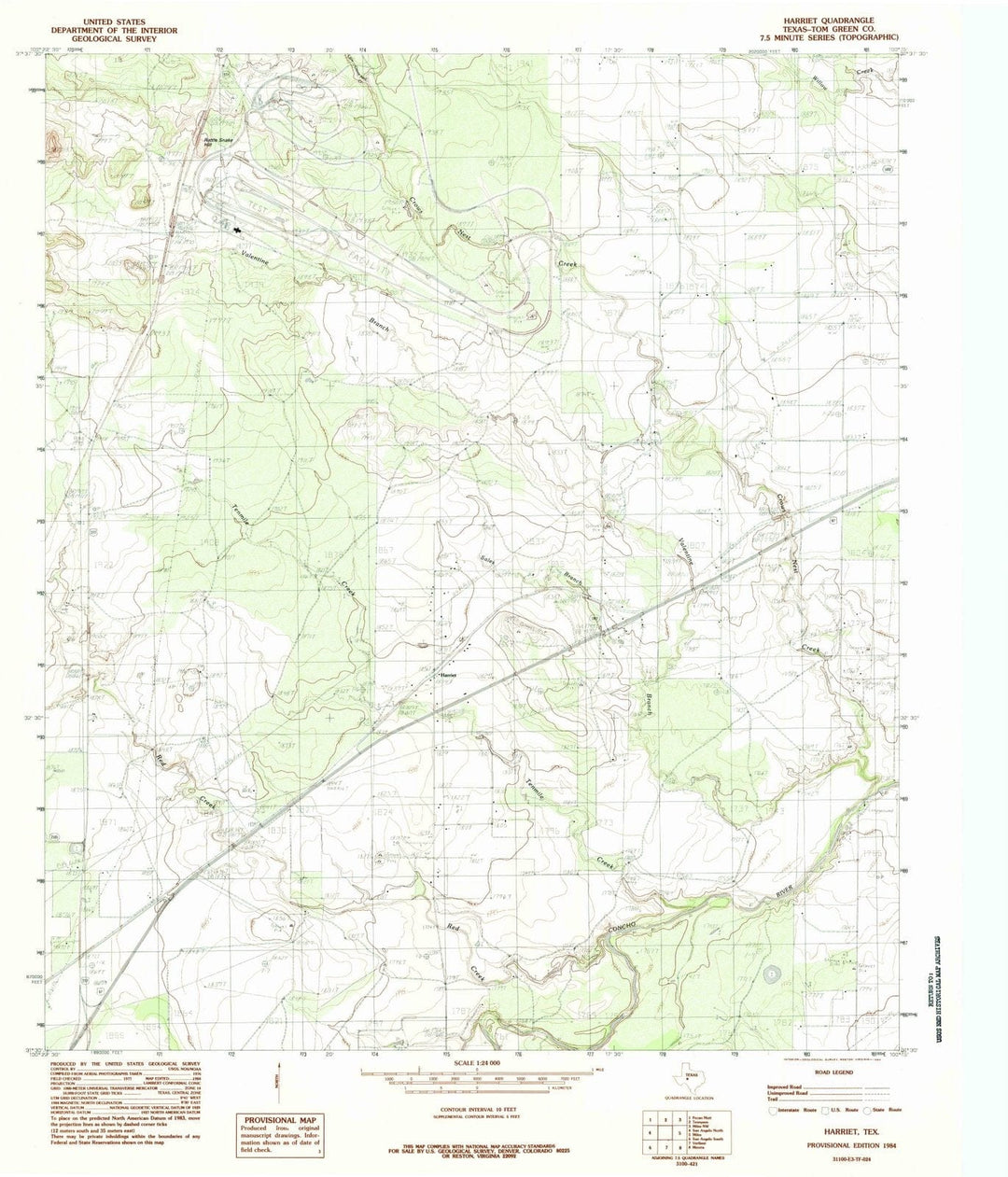 1984 Harriet, TX - Texas - USGS Topographic Map