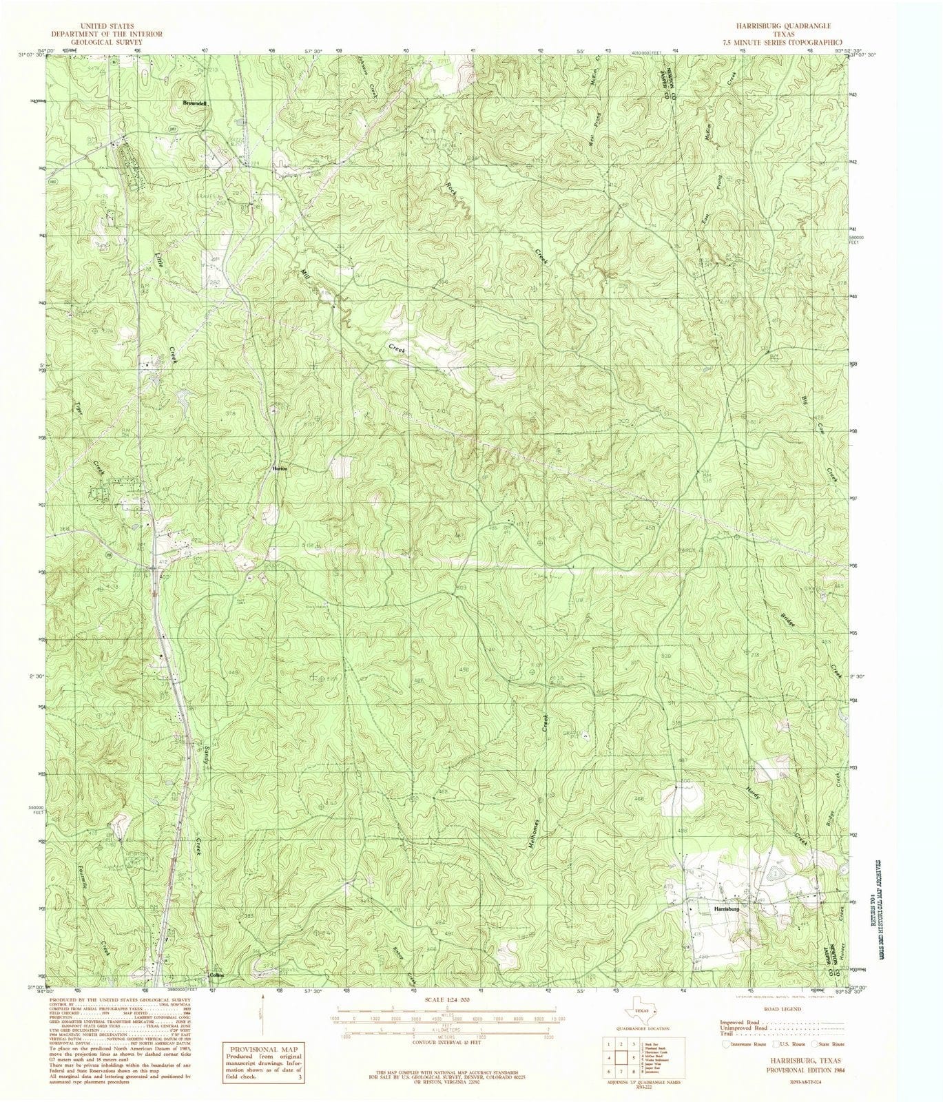 1984 Harrisburg, TX - Texas - USGS Topographic Map