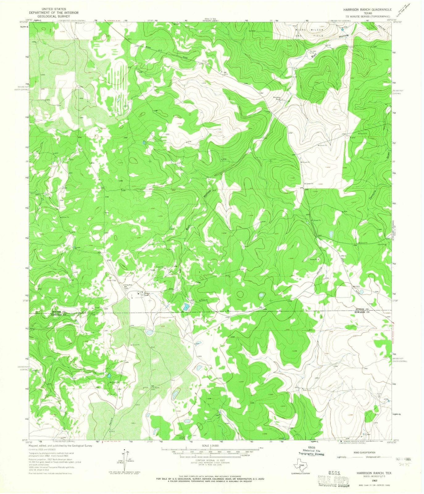 1963 Harrison Ranch, TX - Texas - USGS Topographic Map