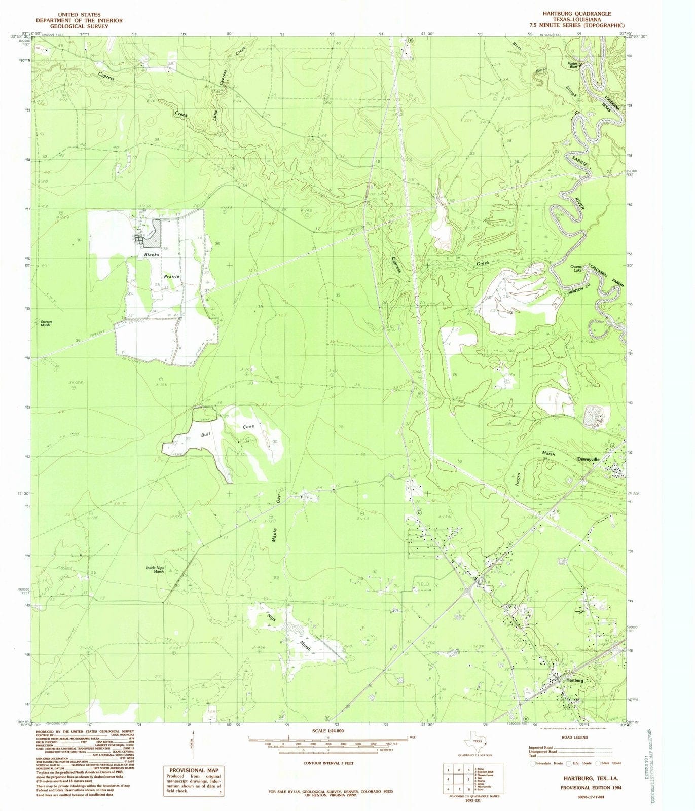1984 Hartburg, TX - Texas - USGS Topographic Map
