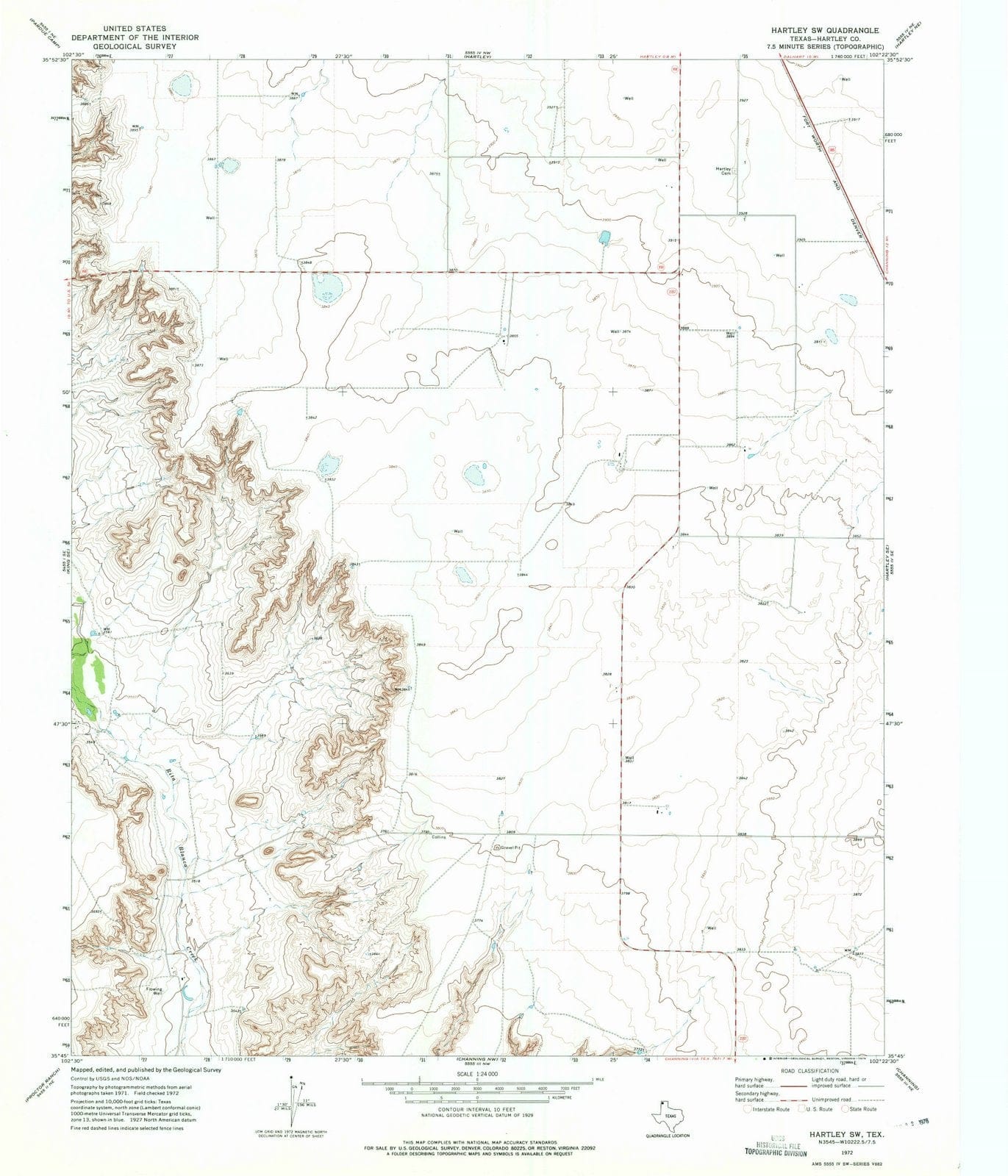 1972 Hartley, TX - Texas - USGS Topographic Map