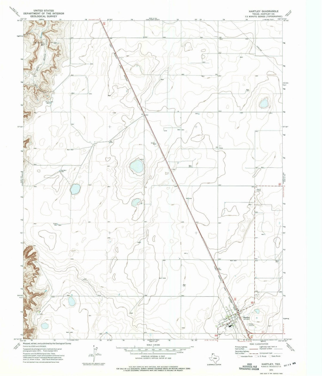 1973 Hartley, TX - Texas - USGS Topographic Map