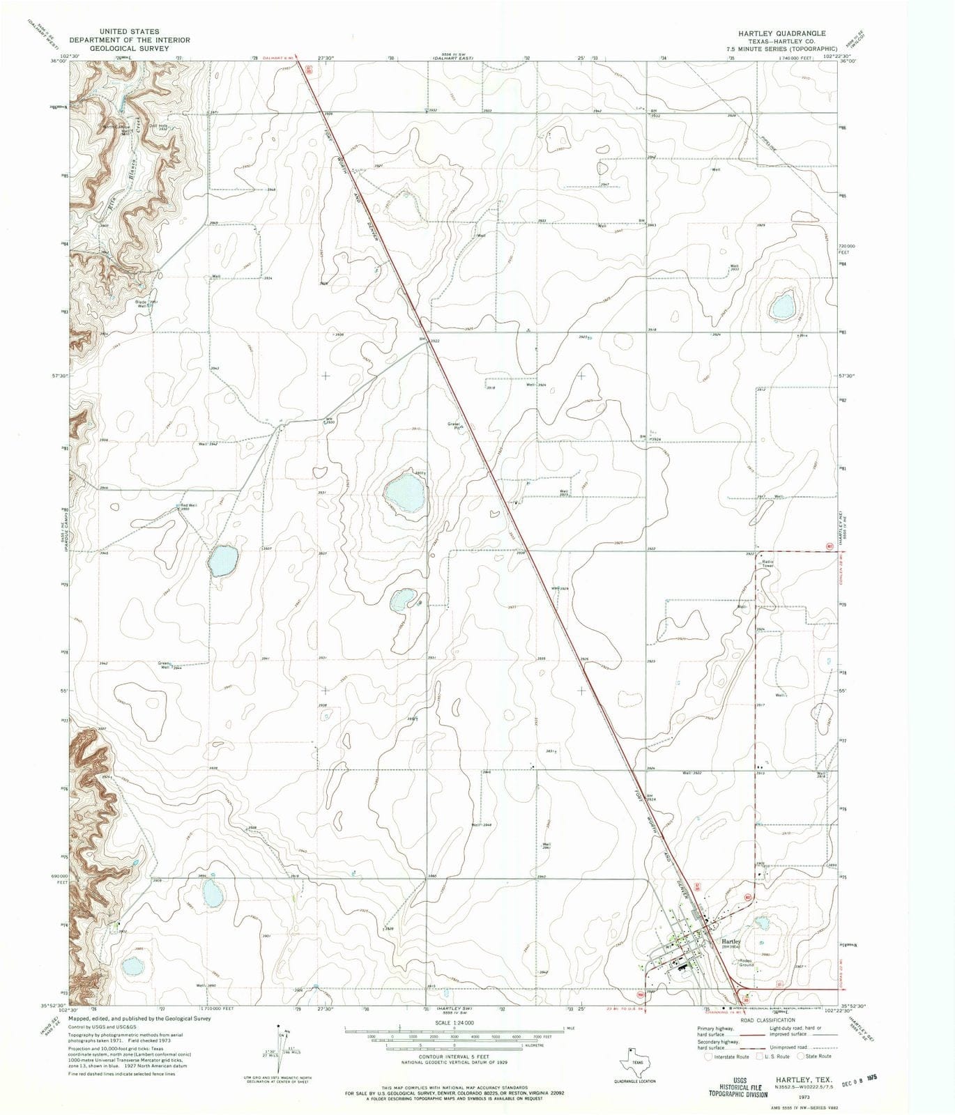 1973 Hartley, TX - Texas - USGS Topographic Map