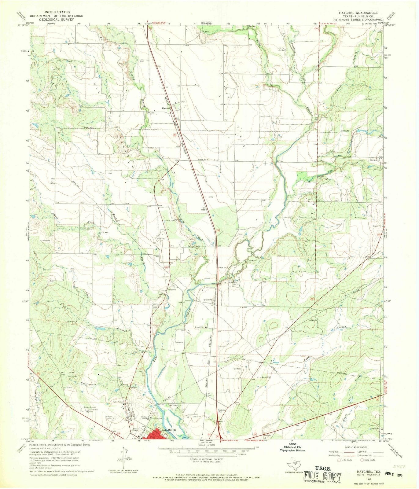 1967 Hatchel, TX - Texas - USGS Topographic Map