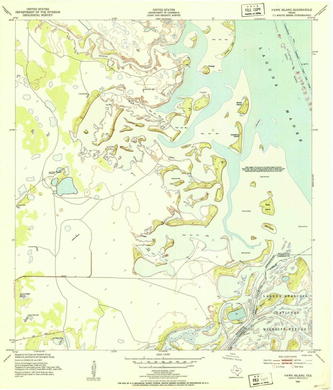 1952 Hawk Island, TX - Texas - USGS Topographic Map