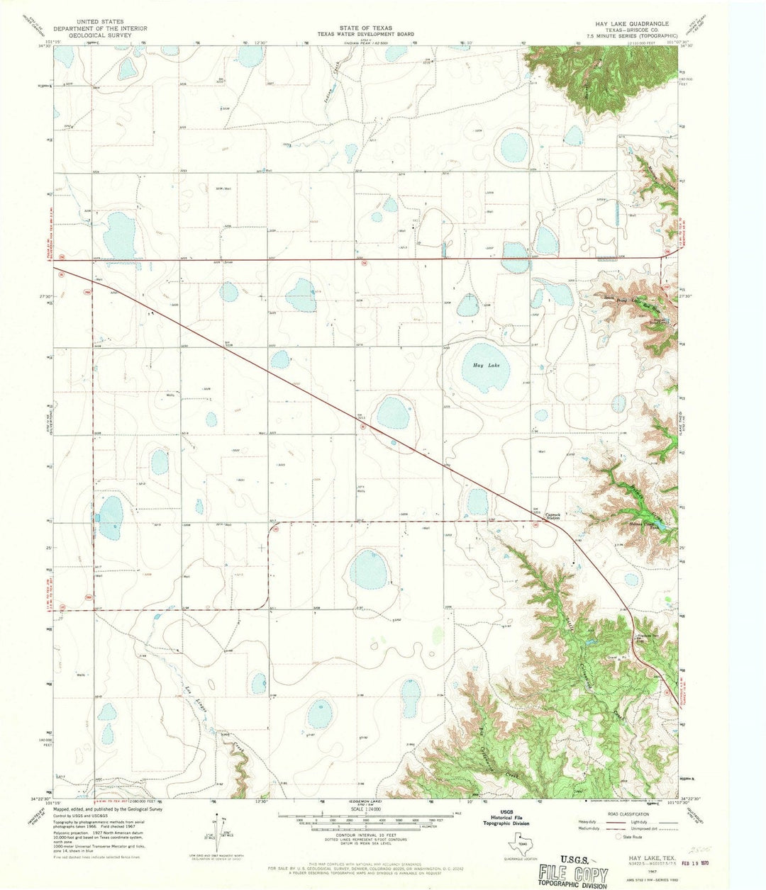 1967 Hay Lake, TX - Texas - USGS Topographic Map