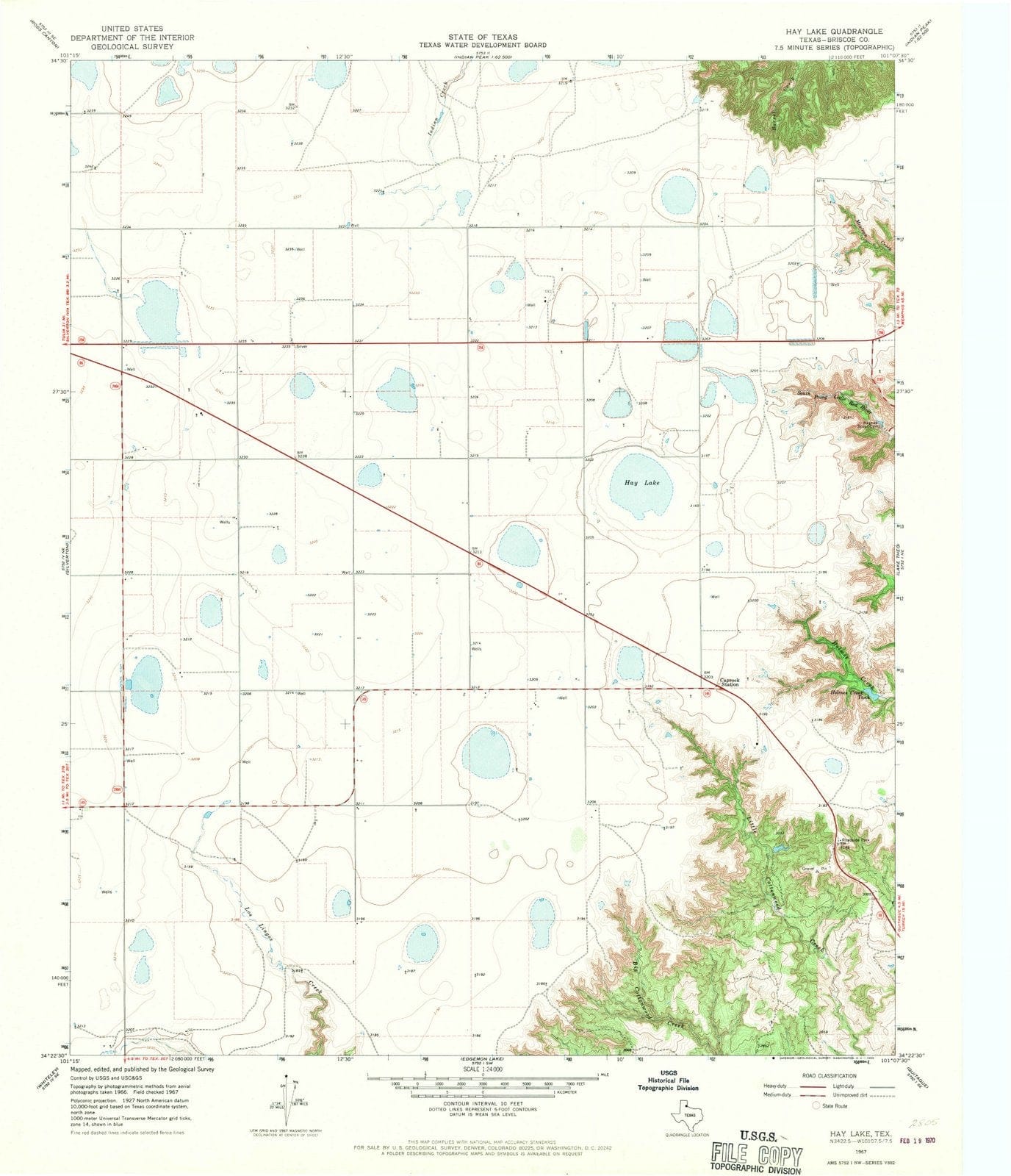 1967 Hay Lake, TX - Texas - USGS Topographic Map