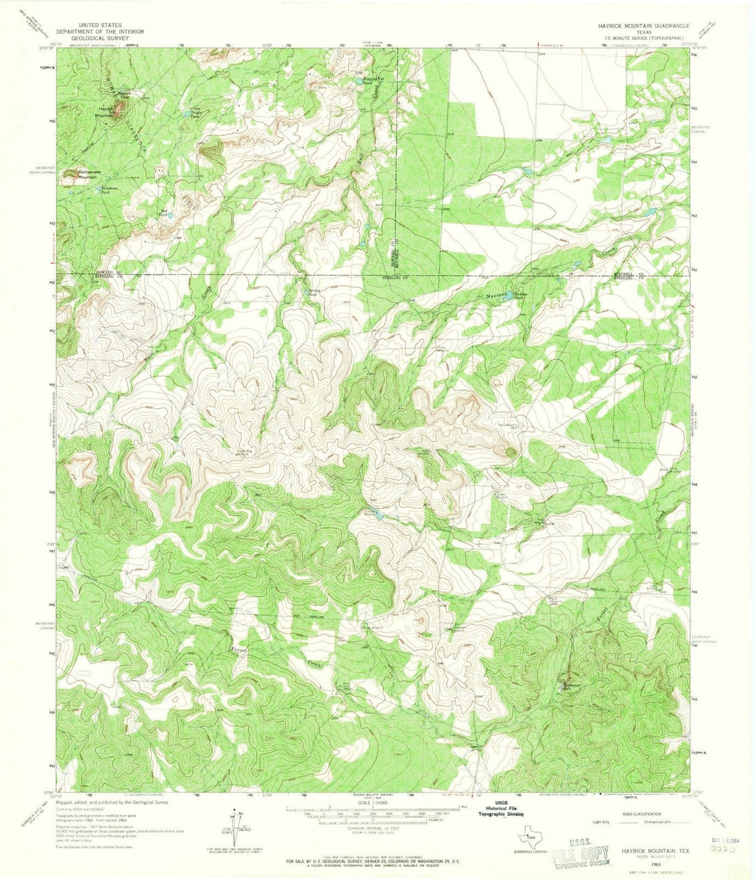 1963 Hayrick Mountain, TX - Texas - USGS Topographic Map