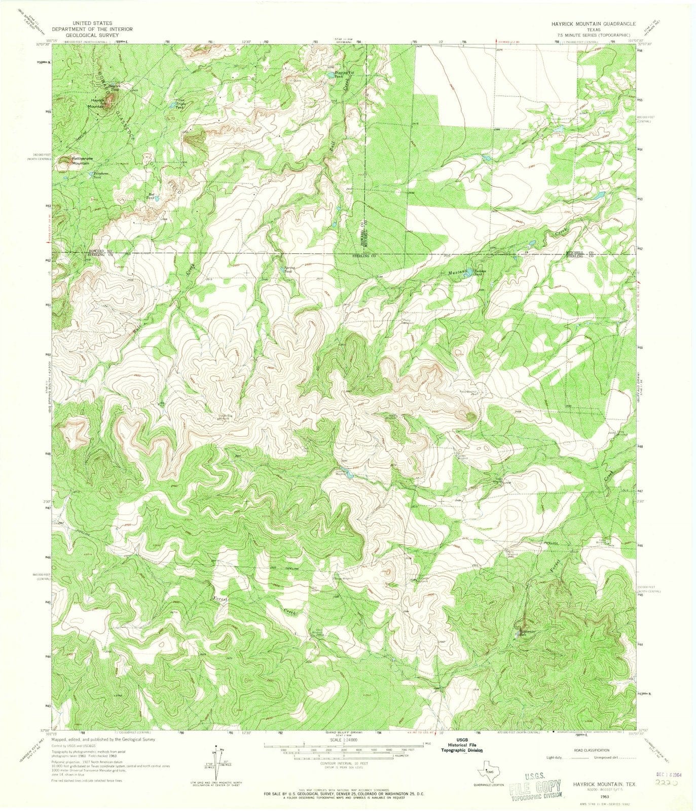 1963 Hayrick Mountain, TX - Texas - USGS Topographic Map