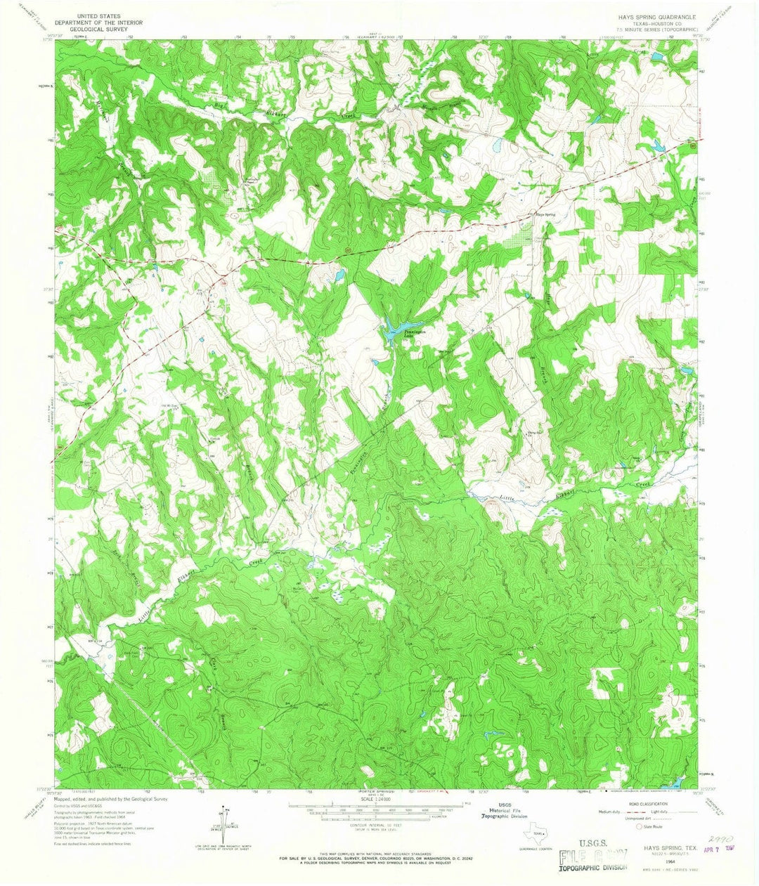 1964 Hays Spring, TX - Texas - USGS Topographic Map