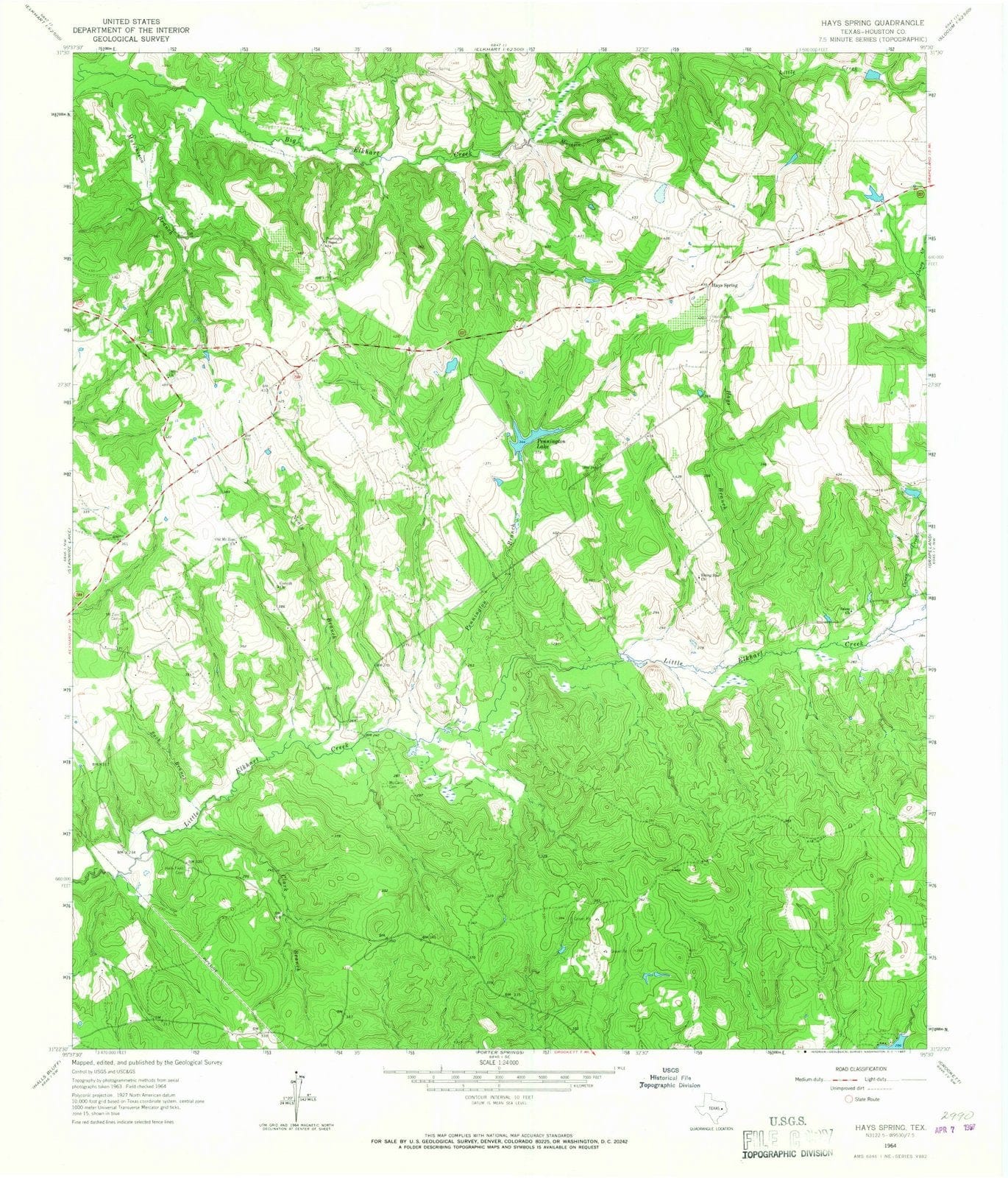 1964 Hays Spring, TX - Texas - USGS Topographic Map