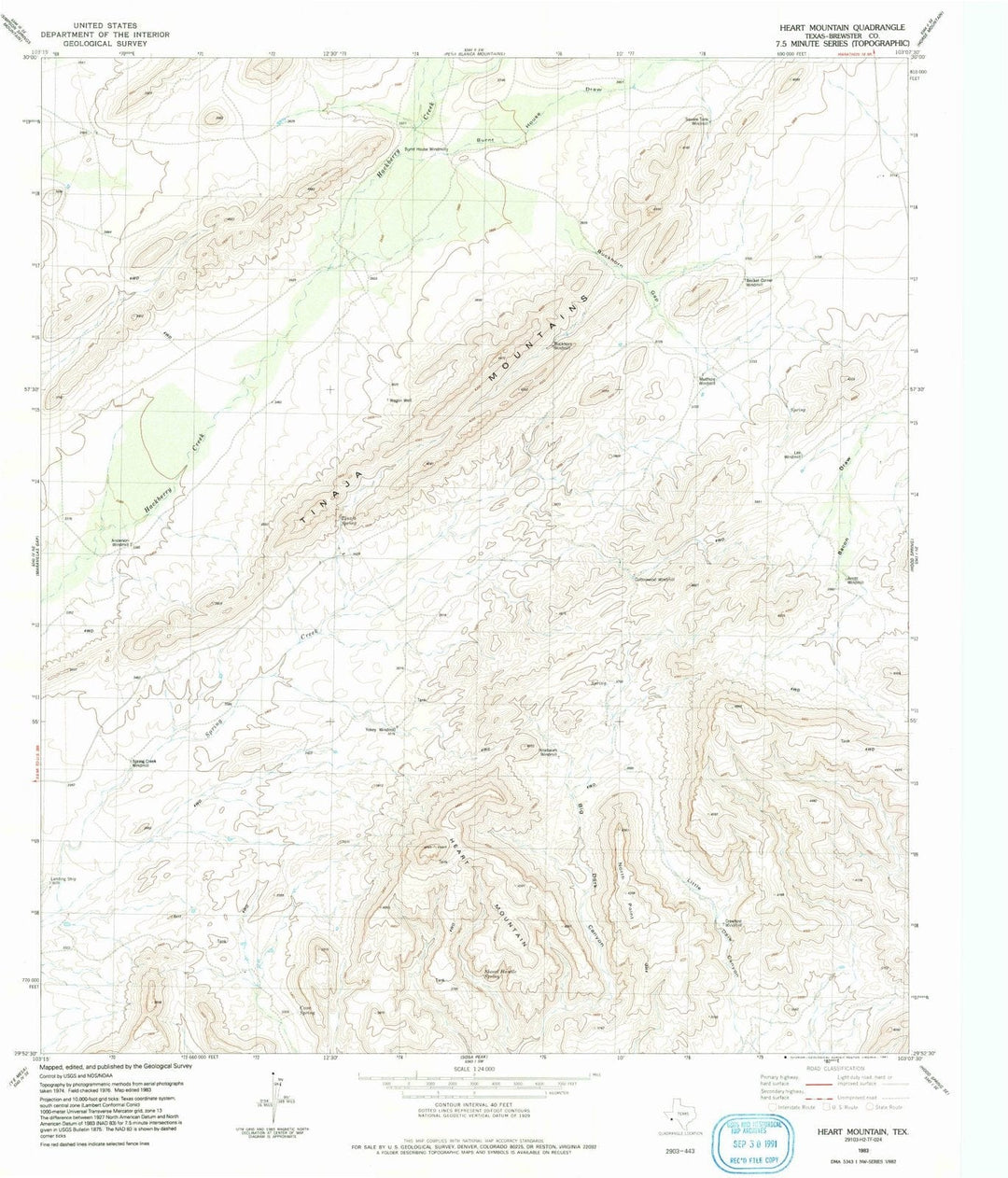 1983 Heart Mountain, TX - Texas - USGS Topographic Map