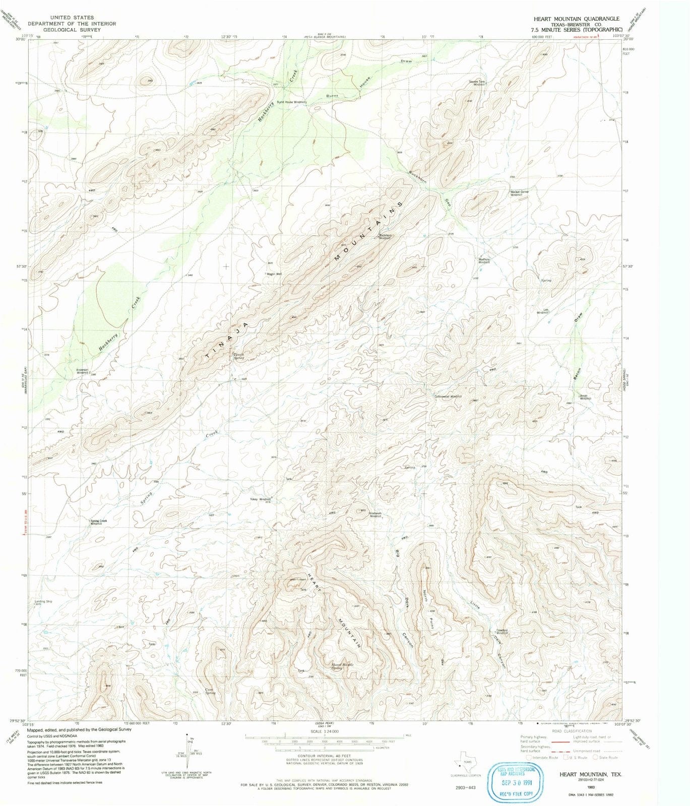 1983 Heart Mountain, TX - Texas - USGS Topographic Map