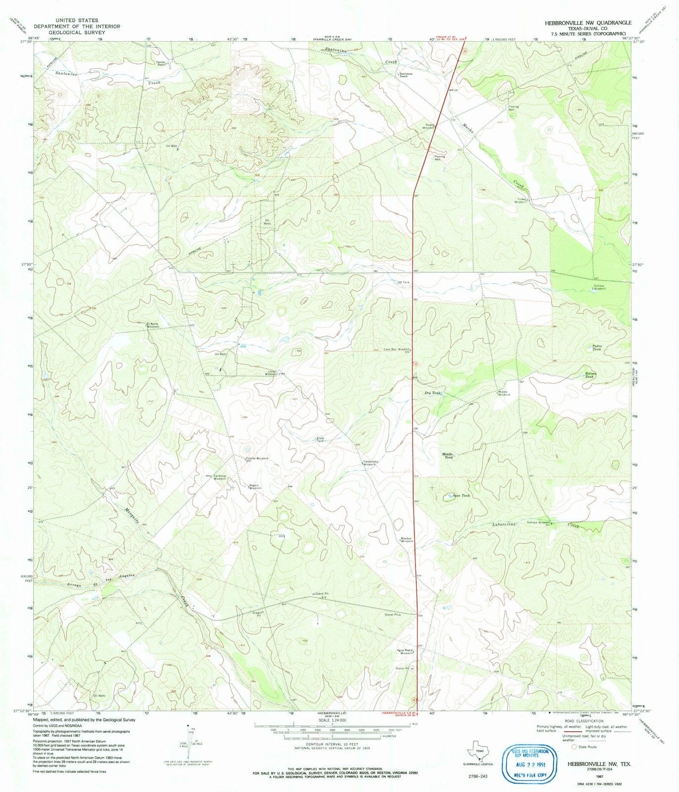 1967 Hebbronville, TX - Texas - USGS Topographic Map