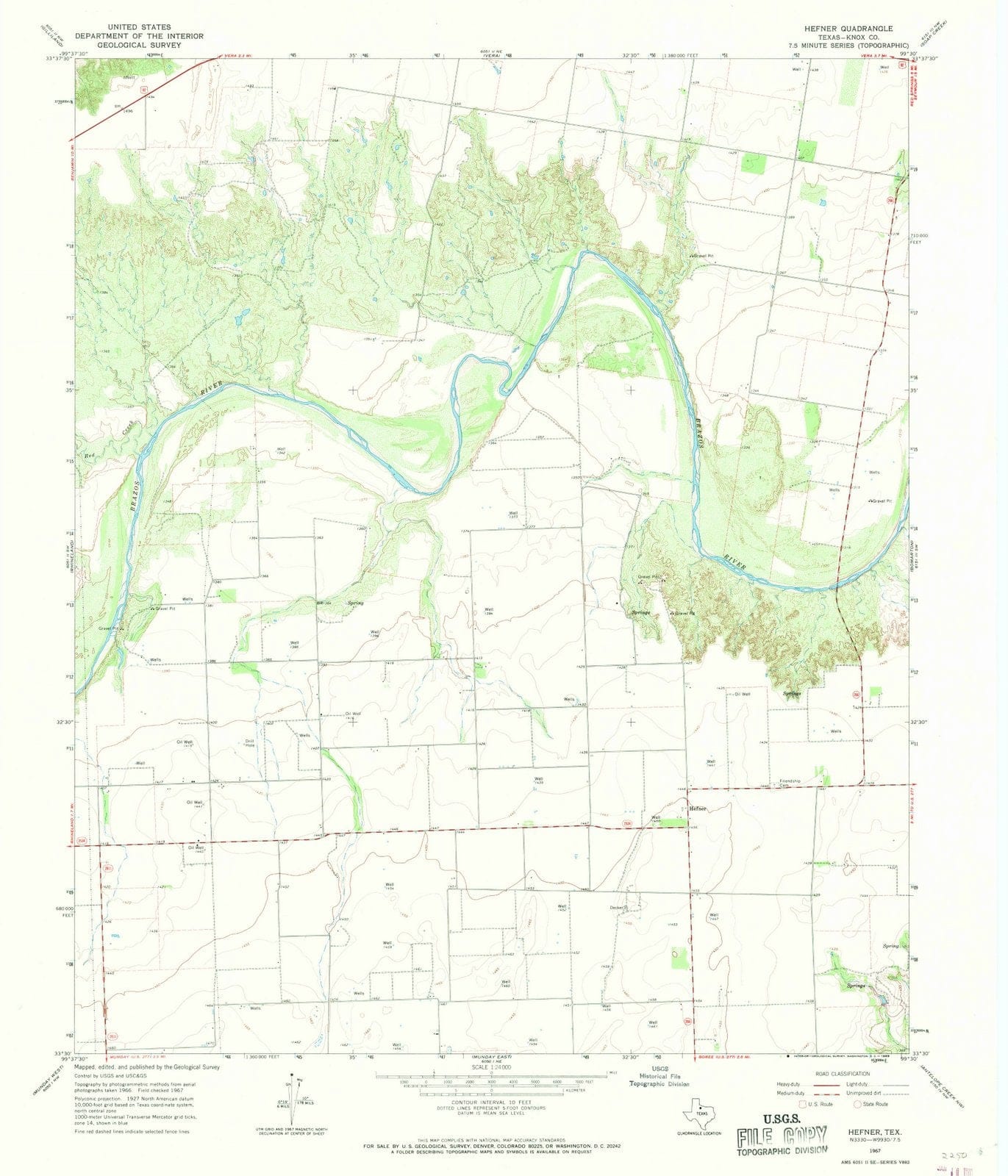 1967 HEFNER, TX - Texas - USGS Topographic Map