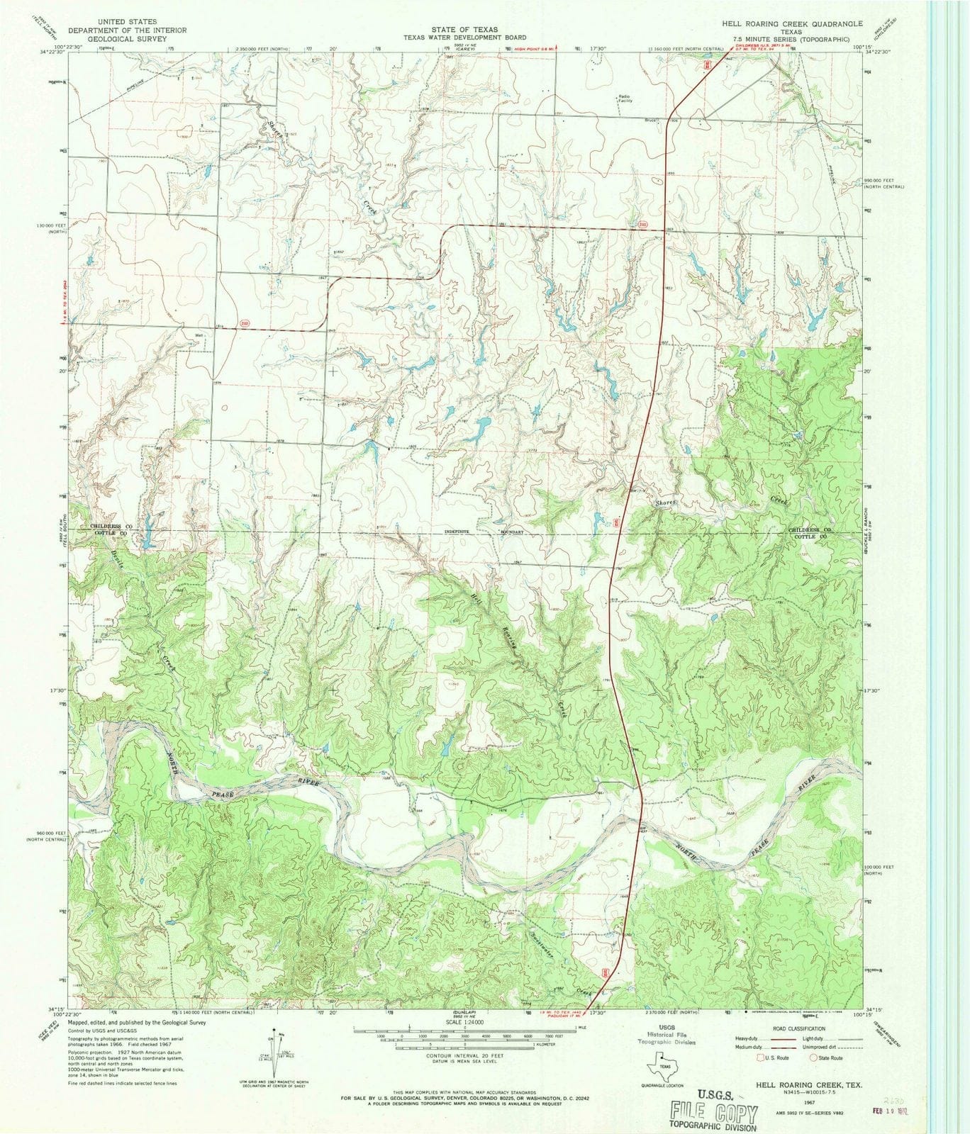 1967 Hell Roaring Creek, TX - Texas - USGS Topographic Map