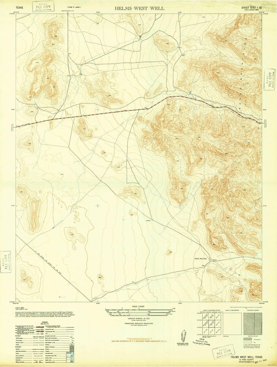 1948 Helms West Well, TX - Texas - USGS Topographic Map