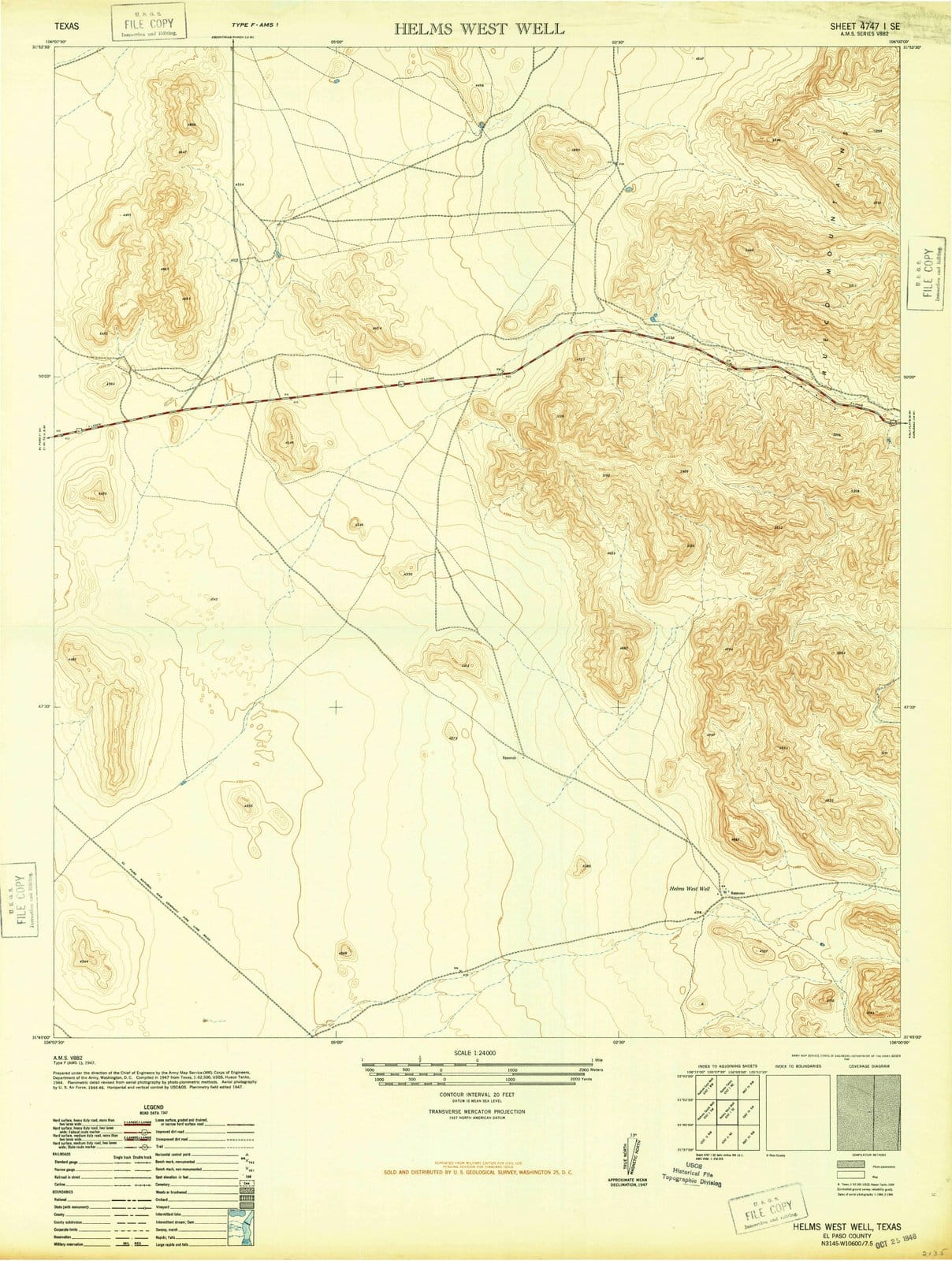 1948 Helms West Well, TX - Texas - USGS Topographic Map