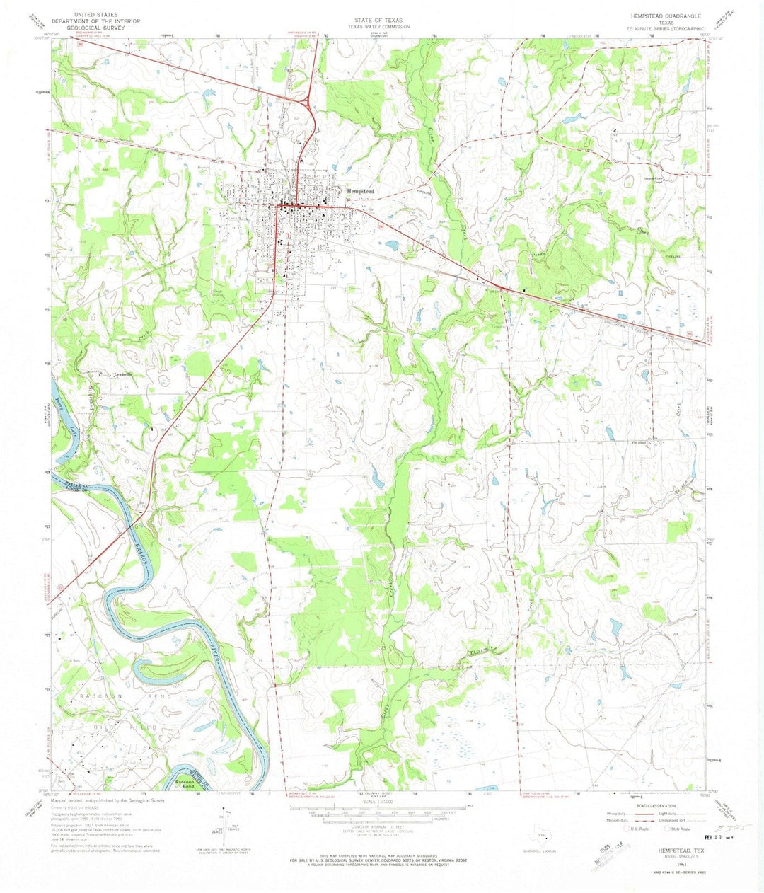 1961 Hempstead, TX - Texas - USGS Topographic Map