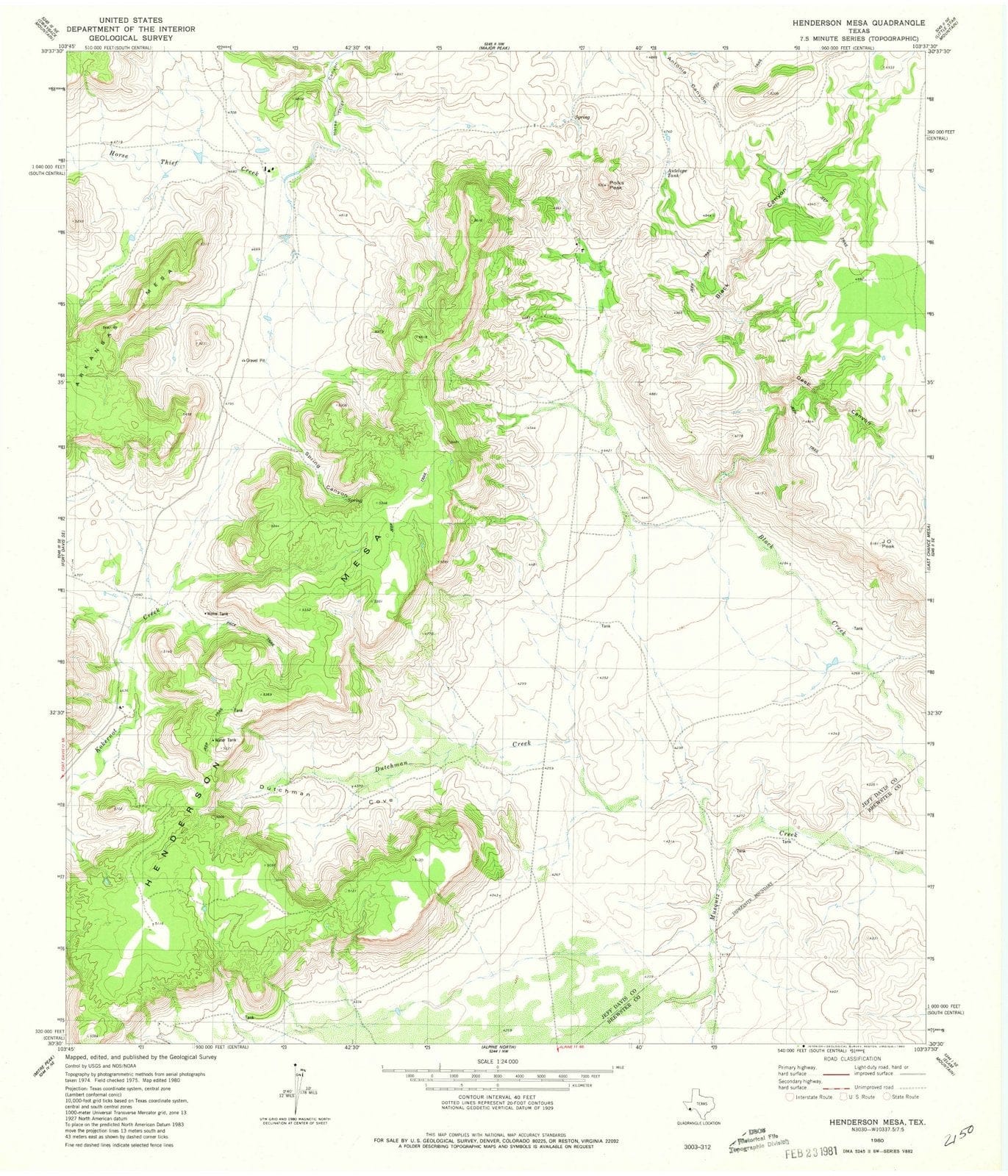 1980 Henderson, TX - Texas - USGS Topographic Map